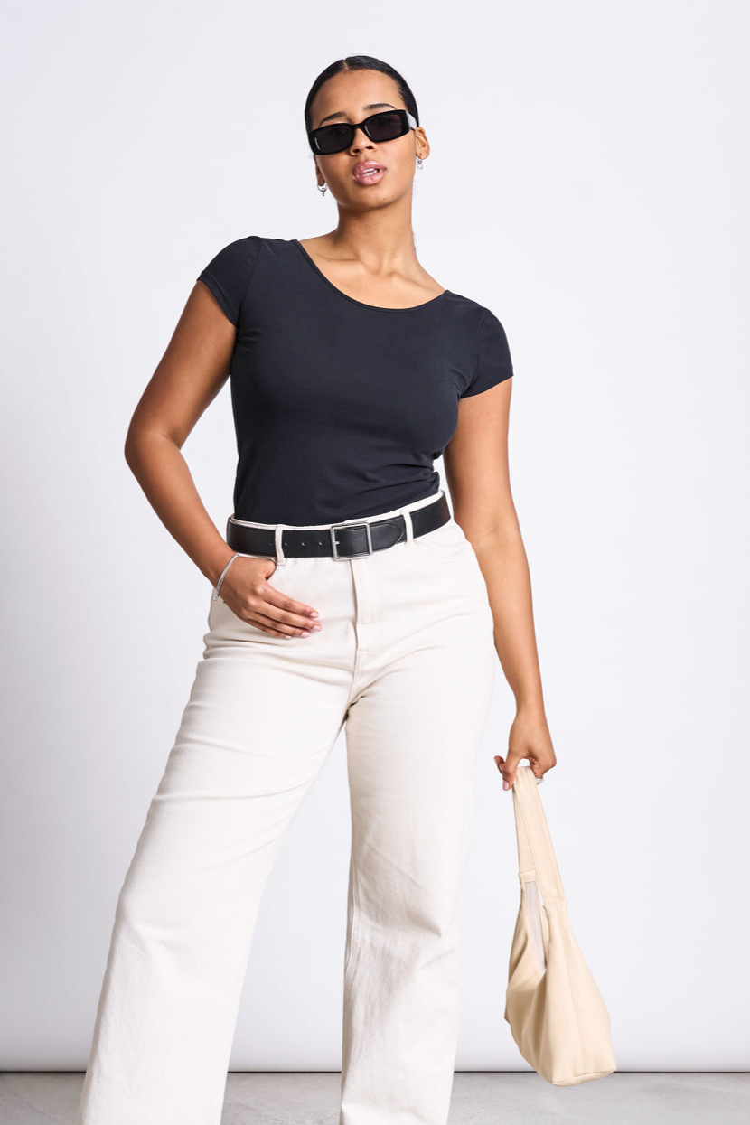 JAN N JUNE Damen vegan T-Shirt Ballerina Aloe Soft Schwarz