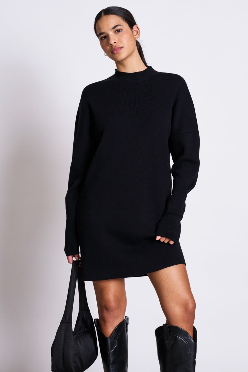 JAN N JUNE womens vegan Knit Dress Nuna Black