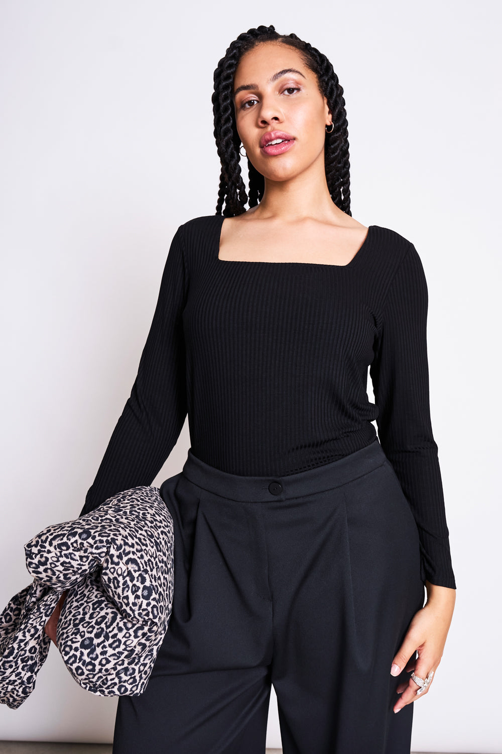 JAN N JUNE Damen vegan T-Shirt Longsleeve Fria Schwarz