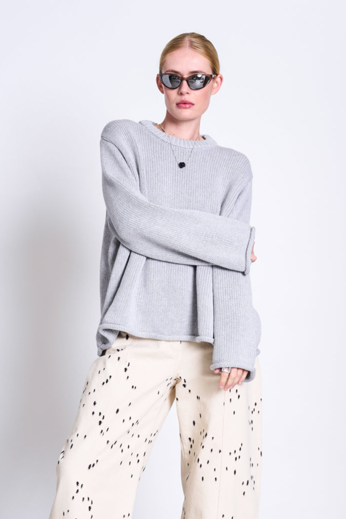 JAN N JUNE Damen vegan Pullover Sona Hellgrau