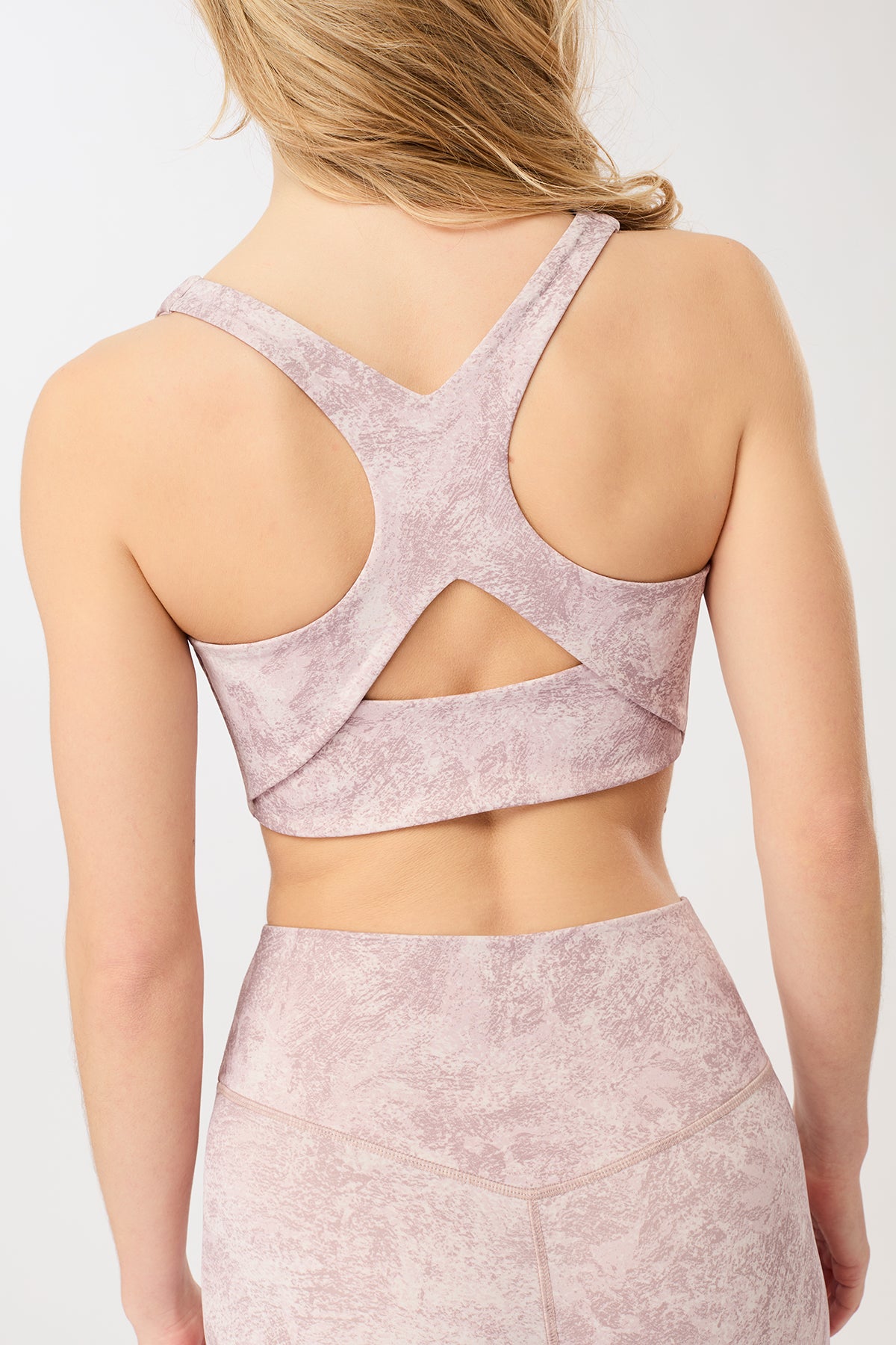 MANDALA womens vegan Sports Bra Monoprinted Mauve