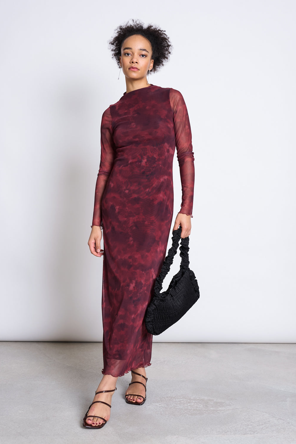 JAN N JUNE JAN 'N JUNE Damen vegan Kleid Aus Netzstoff Mit Langen &Atilde;&bdquo;rmeln Zaldi, Carmine Curl