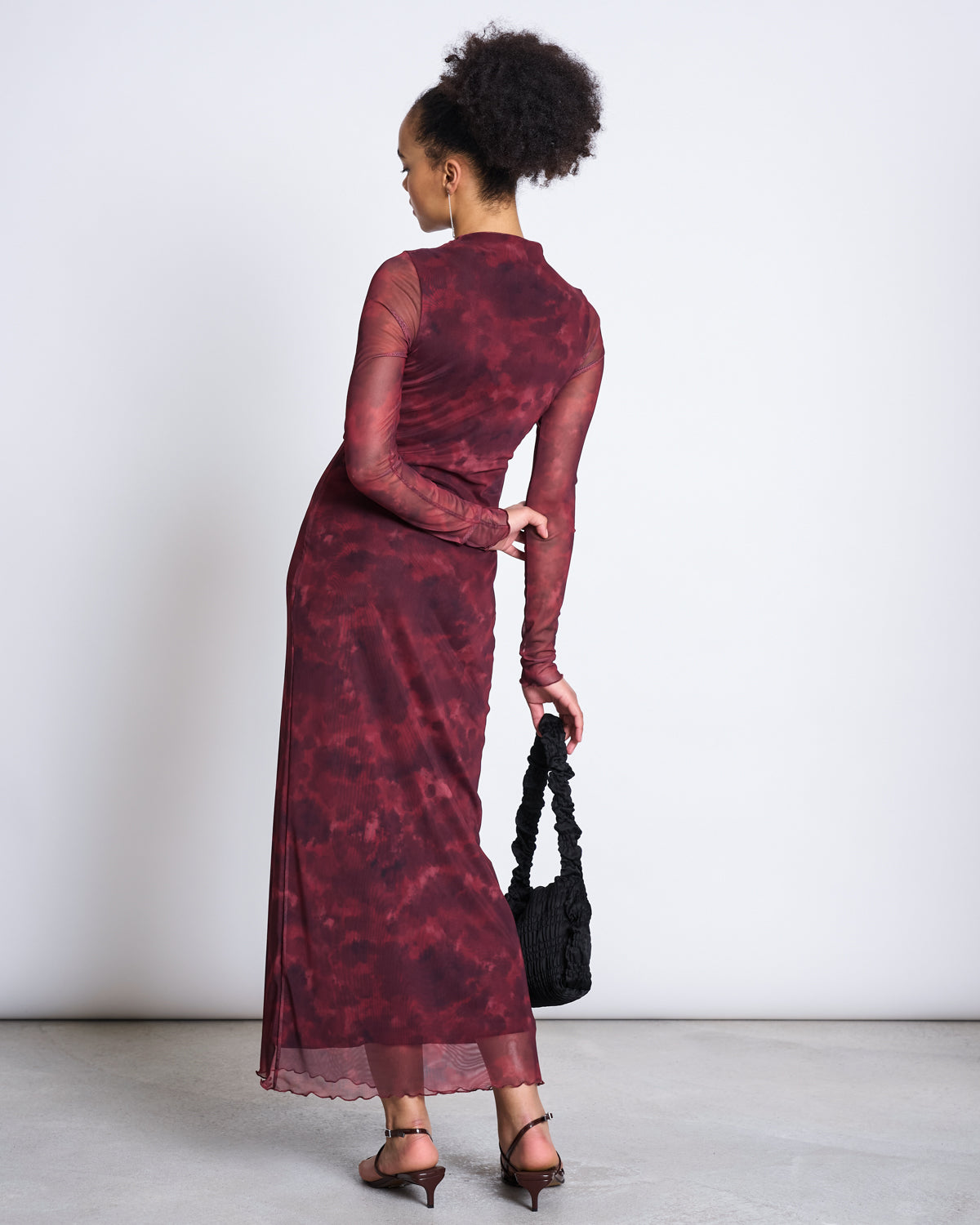 JAN 'N JUNE womens vegan Dress Mesh Longsleeve Zaldi Carmine Curl