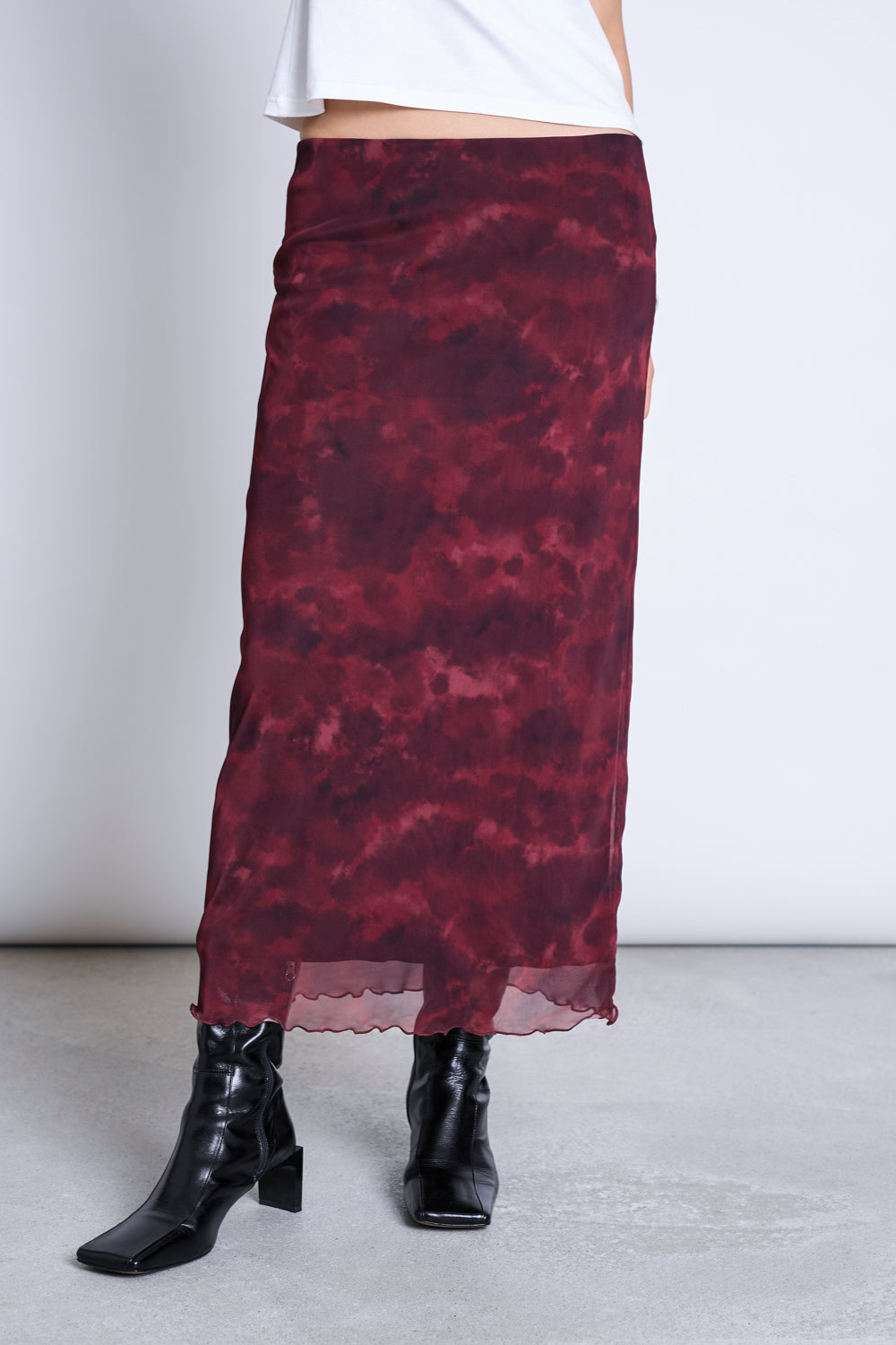 JAN 'N JUNE womens vegan Skirt Mesh Maxi Smuk Carmine Curl