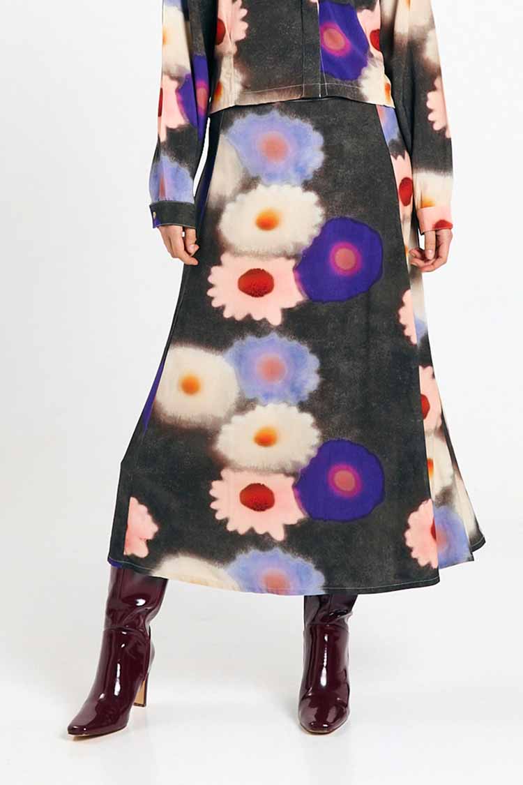 SUITE13LAB womens vegan Skirt Borneo Print Blossom