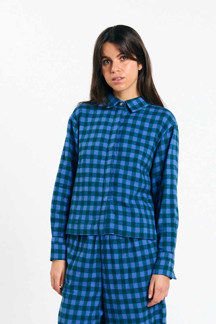 SUITE13LAB womens vegan Shirt Vila Check Blue