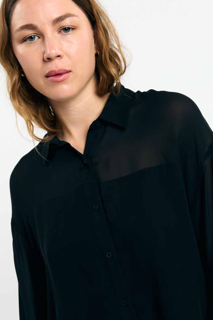 SUITE13LAB womens vegan Shirt Samarra Schiffon Black