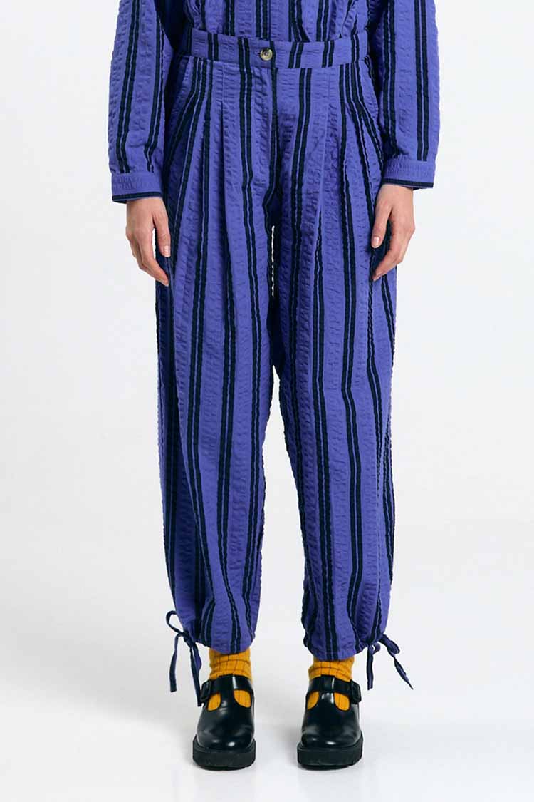 SUITE13LAB Damen vegan Hose Nazare Stripes Blau