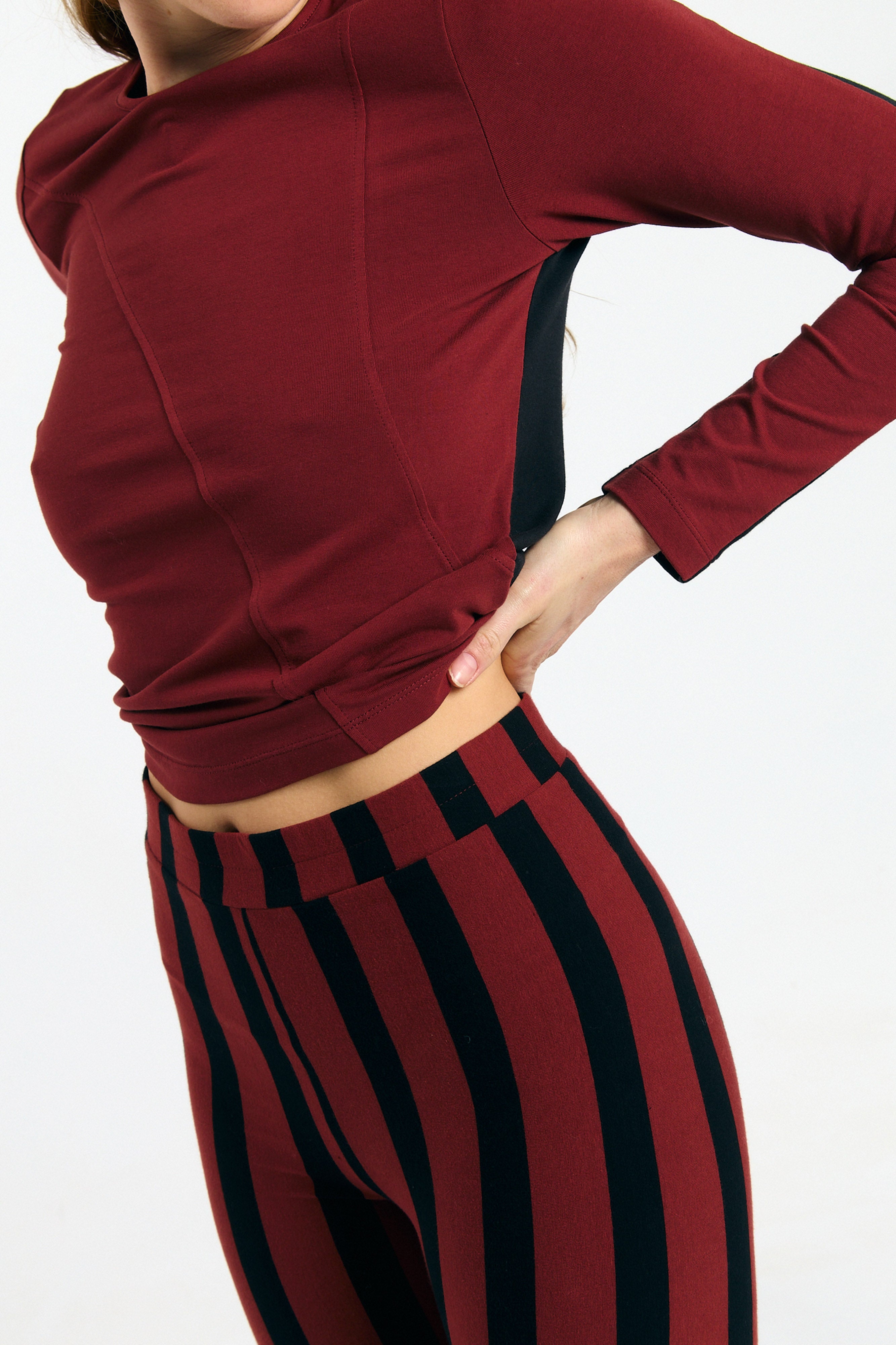 SUITE13LAB womens vegan Leggings Ulmo Stripes Brick