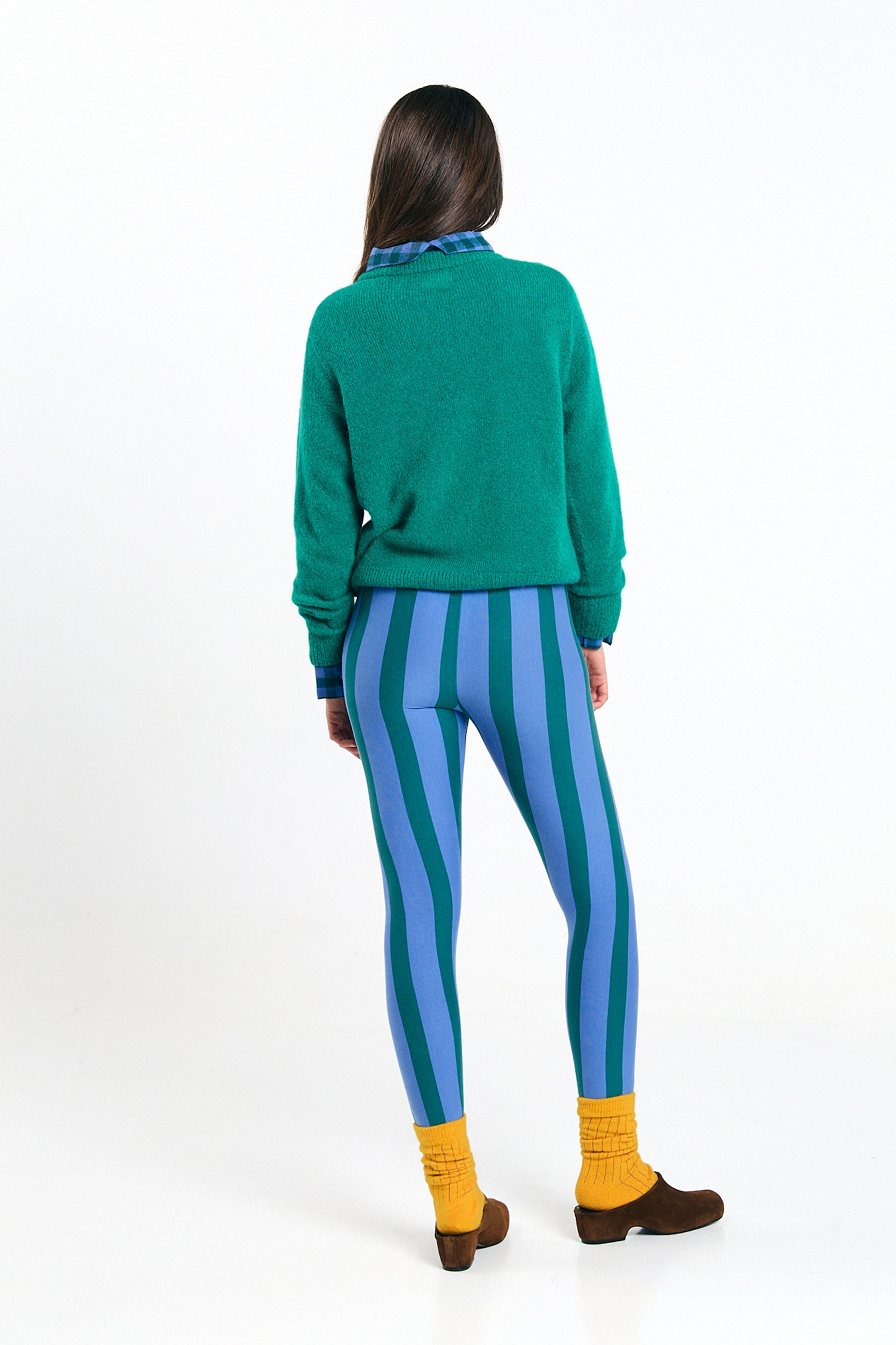 SUITE13LAB womens vegan Leggings Ulmo Stripes Green
