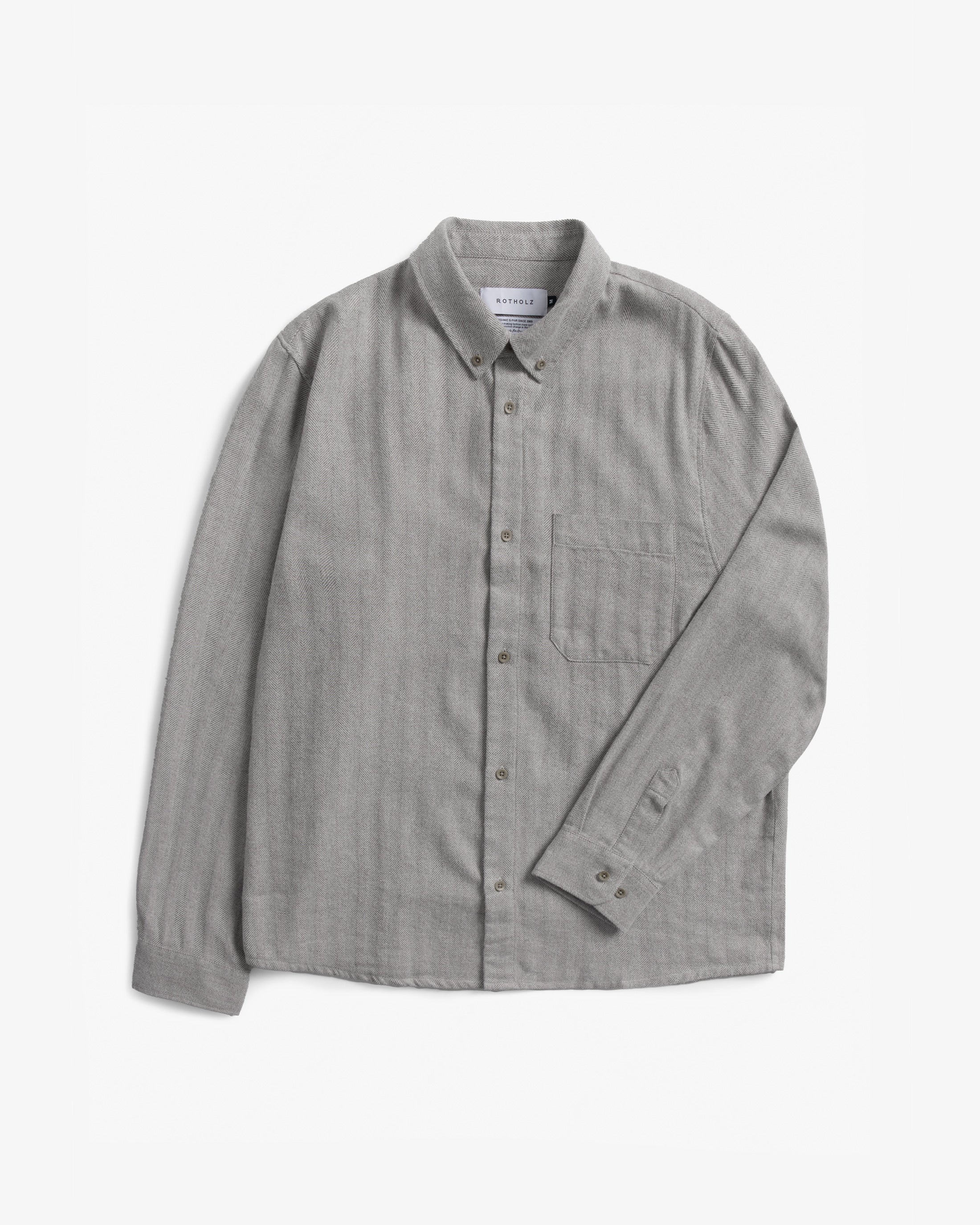 Rotholz womens vegan Shirt Button Down Herringbone Grey