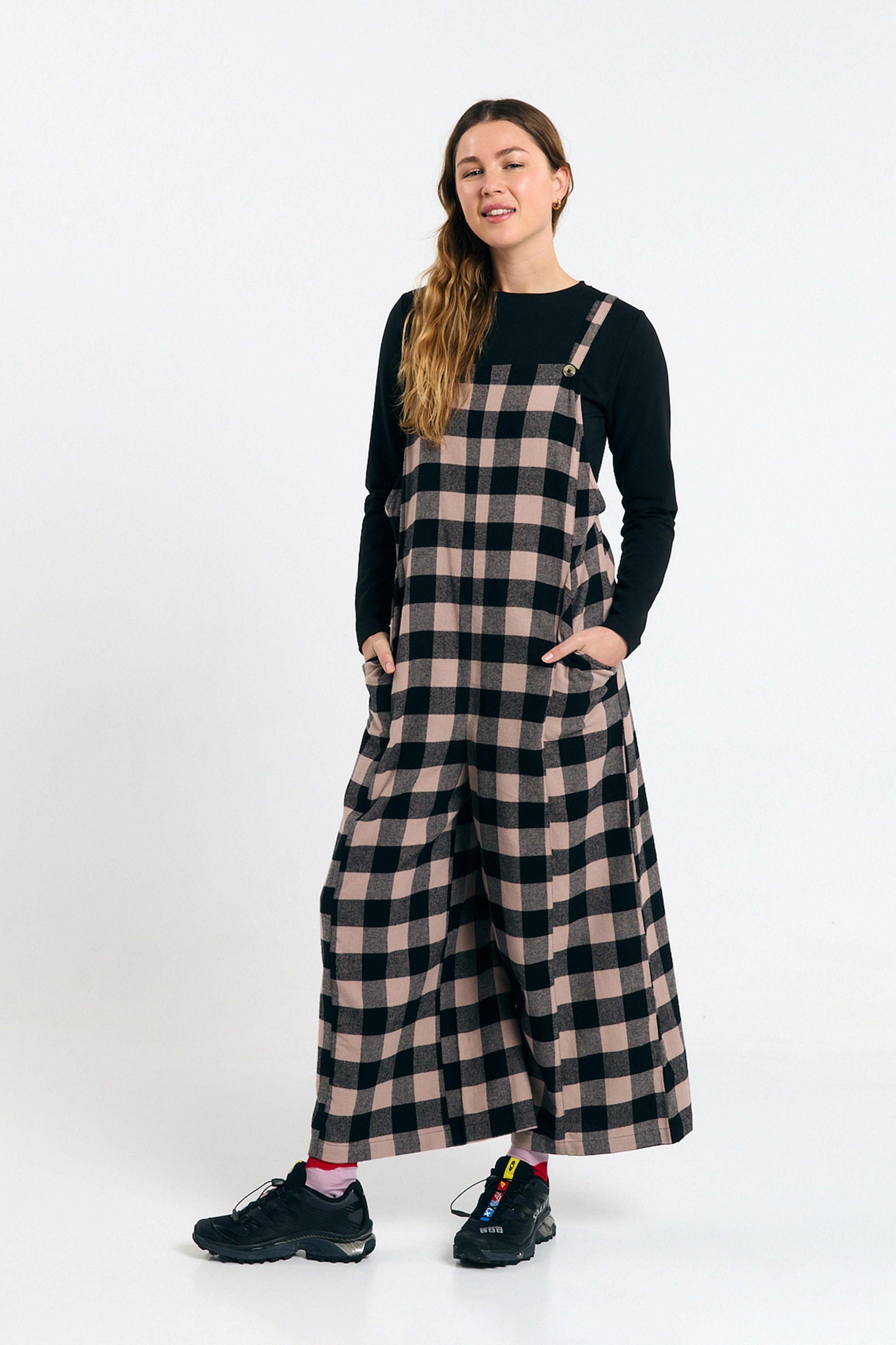SUITE13LAB womens vegan Jumpsuit Mira Check Black Ecru