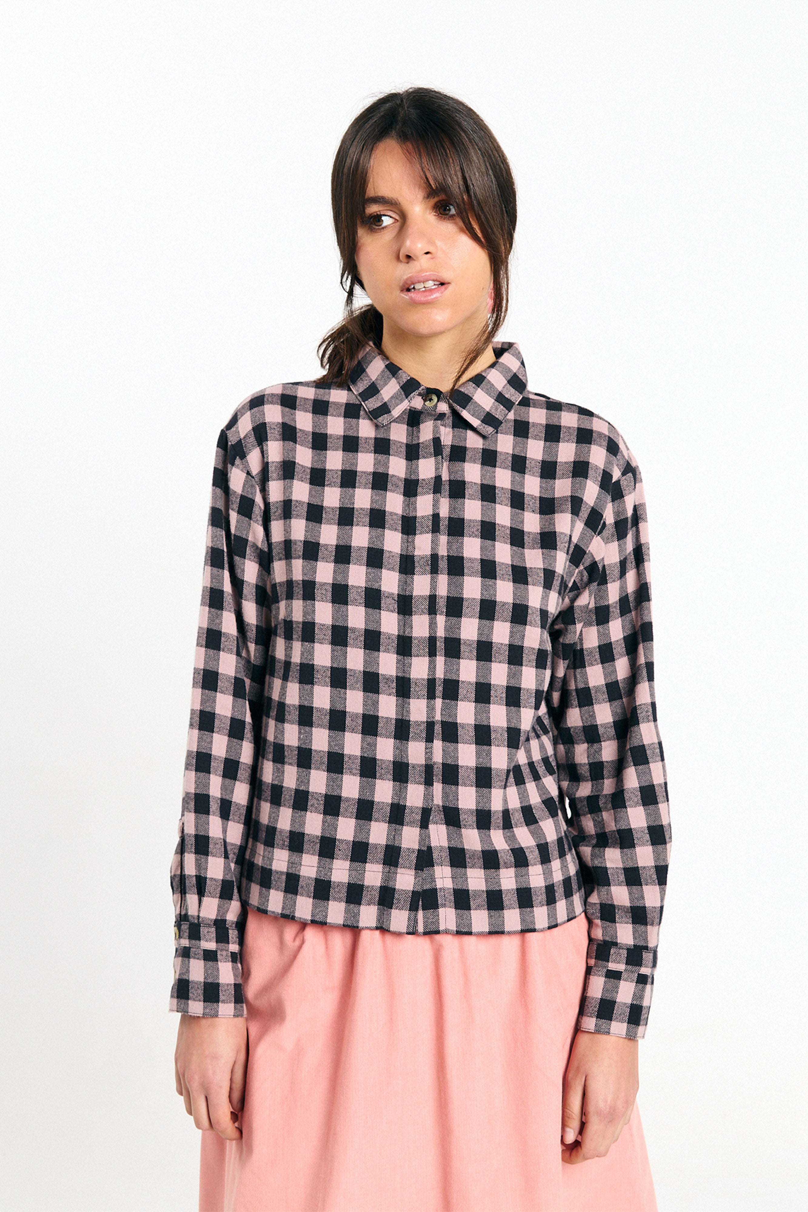 SUITE13LAB womens vegan Shirt Vila Check Black Ecru
