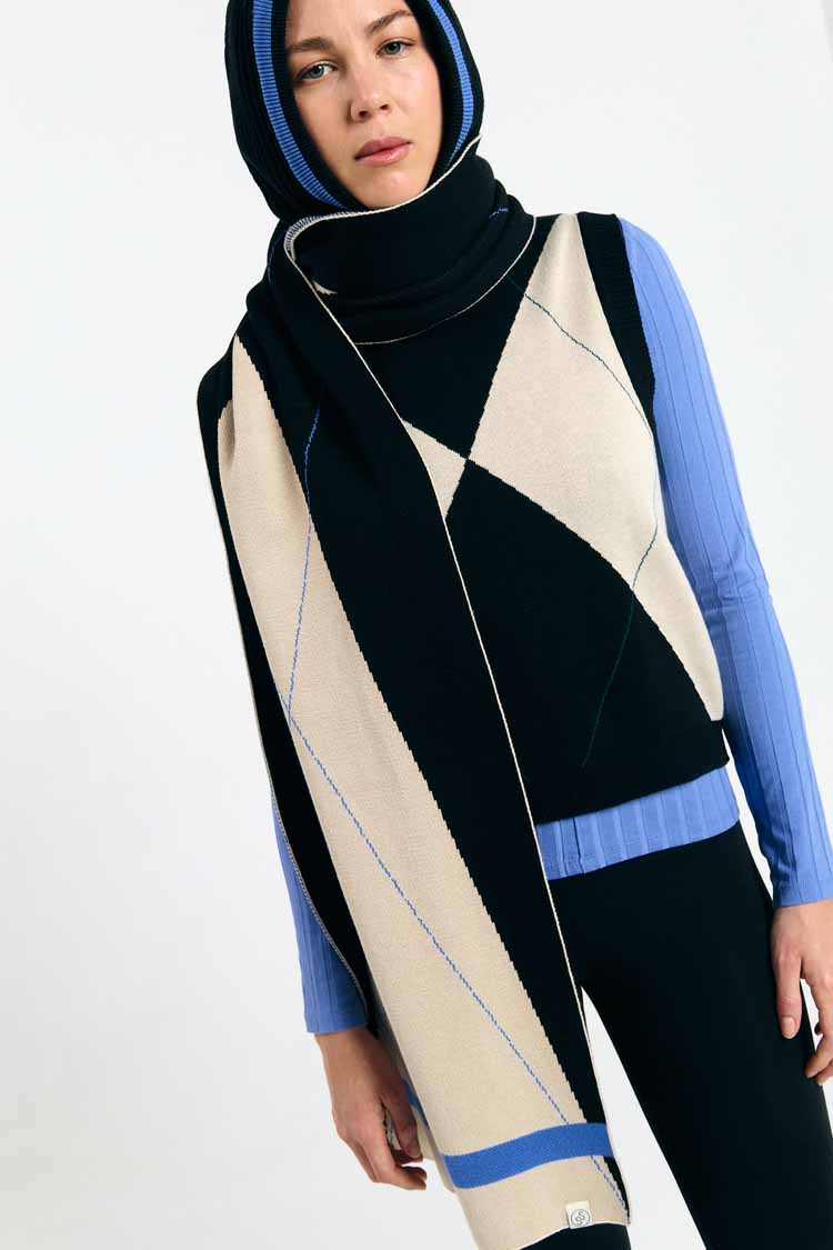 SUITE13LAB womens vegan Scarf London Argyle Black