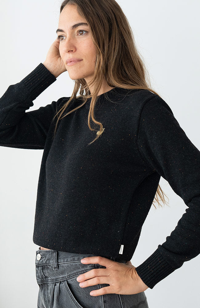 TWOTHIRDS womens vegan Sweater Wando Black Melange