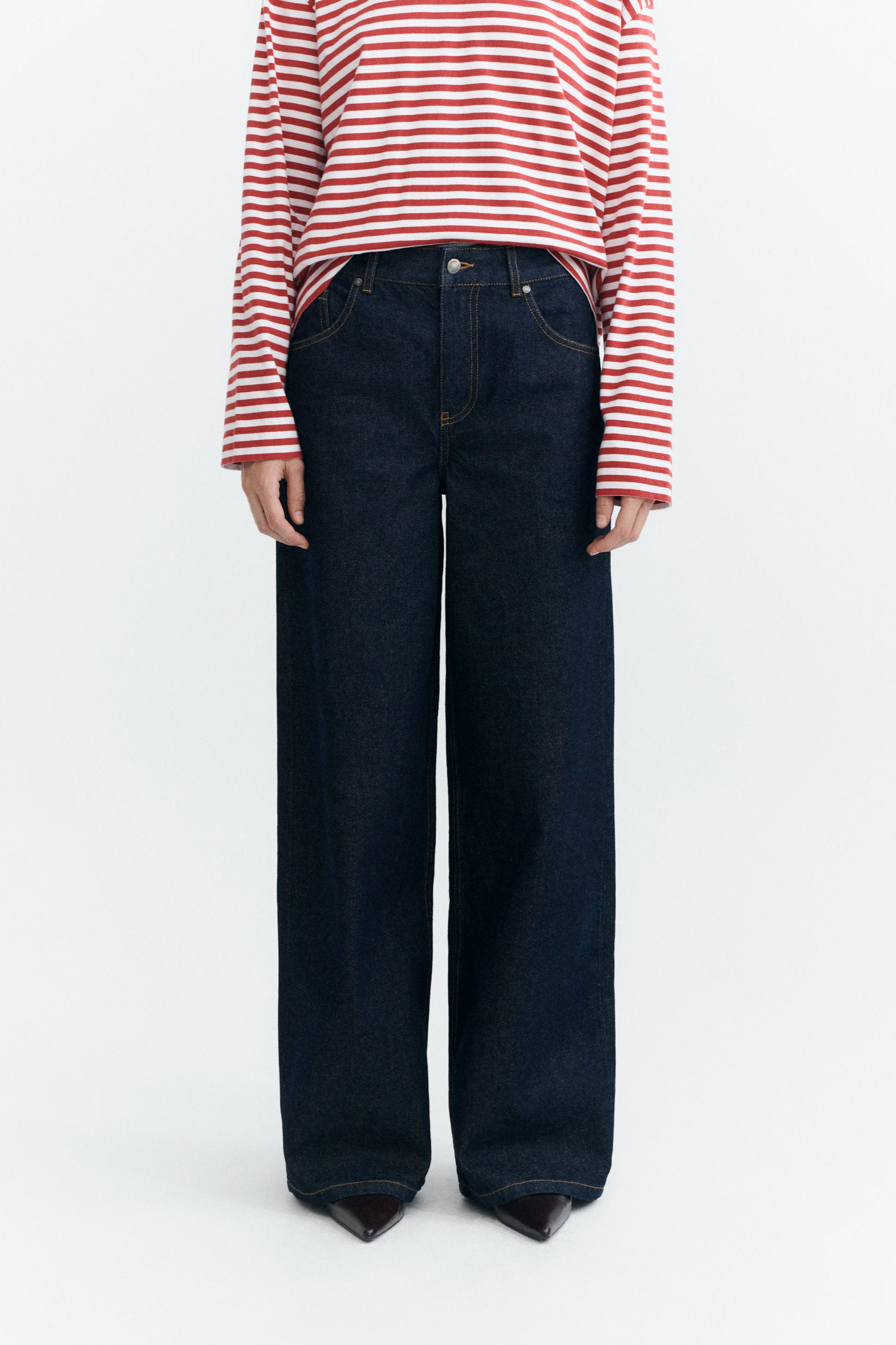 Thinking mu Damen vegan Jeans Mit Weitem Bein Hedda Dunkelblau