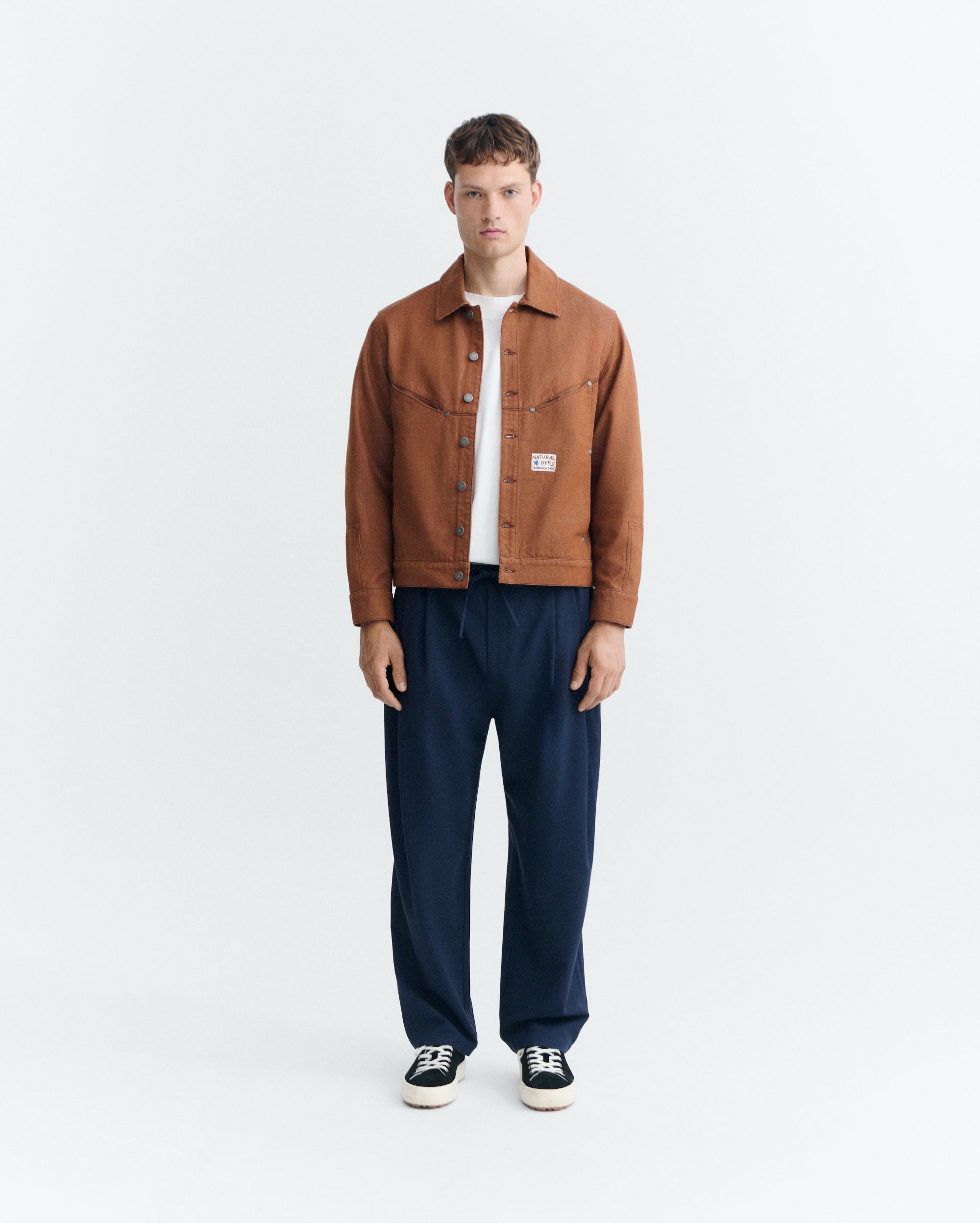 Thinking MU men vegan Jacket Cannon Denim Natural Brown Dye
