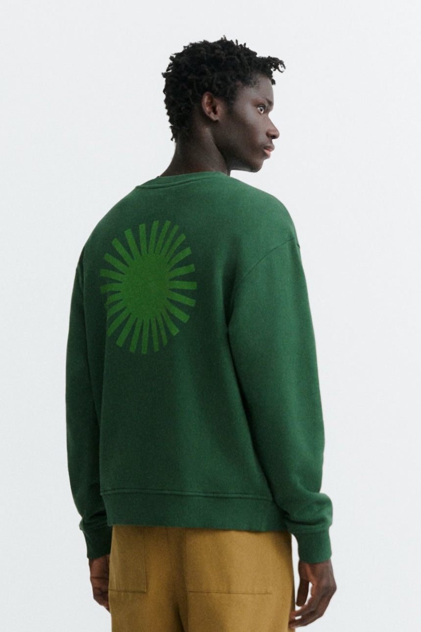 Thinking mu Herren vegan Sweatshirt Leon Sun Back Gr&Atilde;&frac14;n