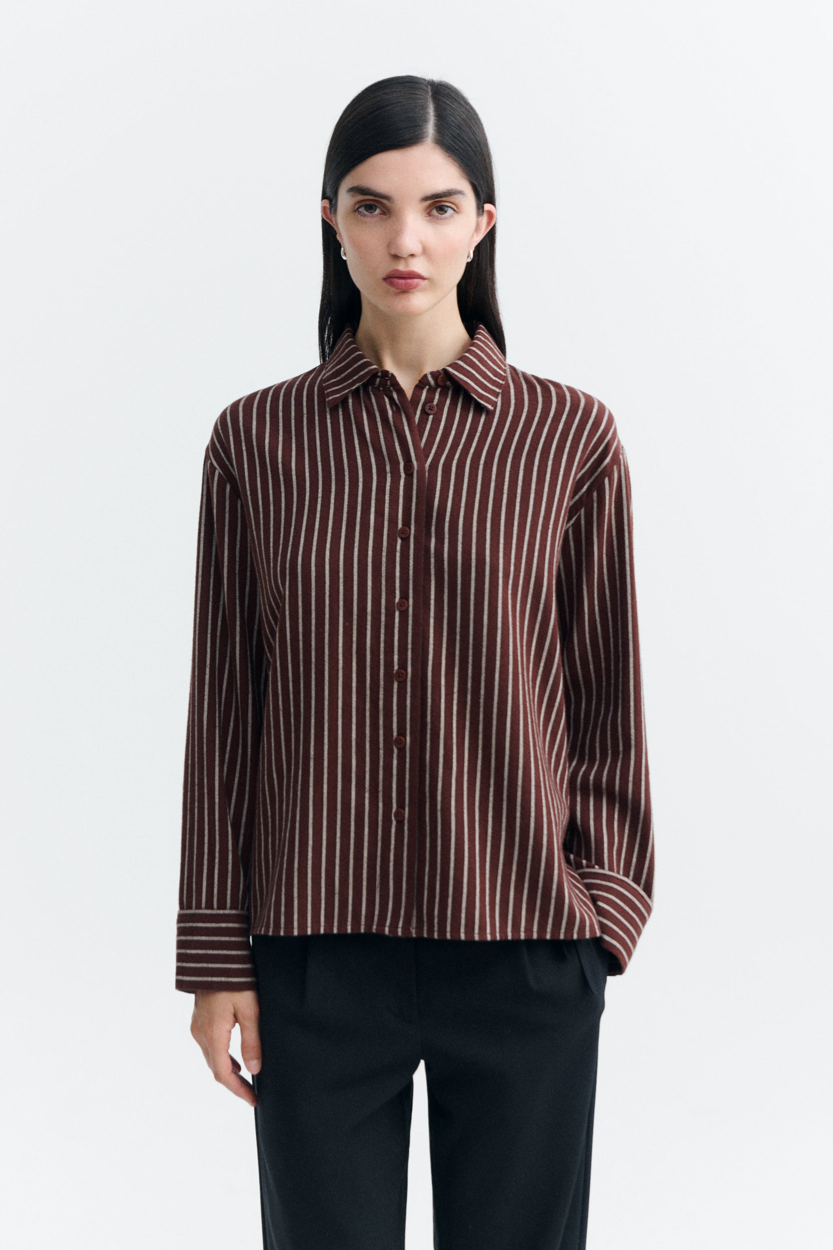 Thinking MU womens vegan Shirt Manuela O Hara Striped Brown