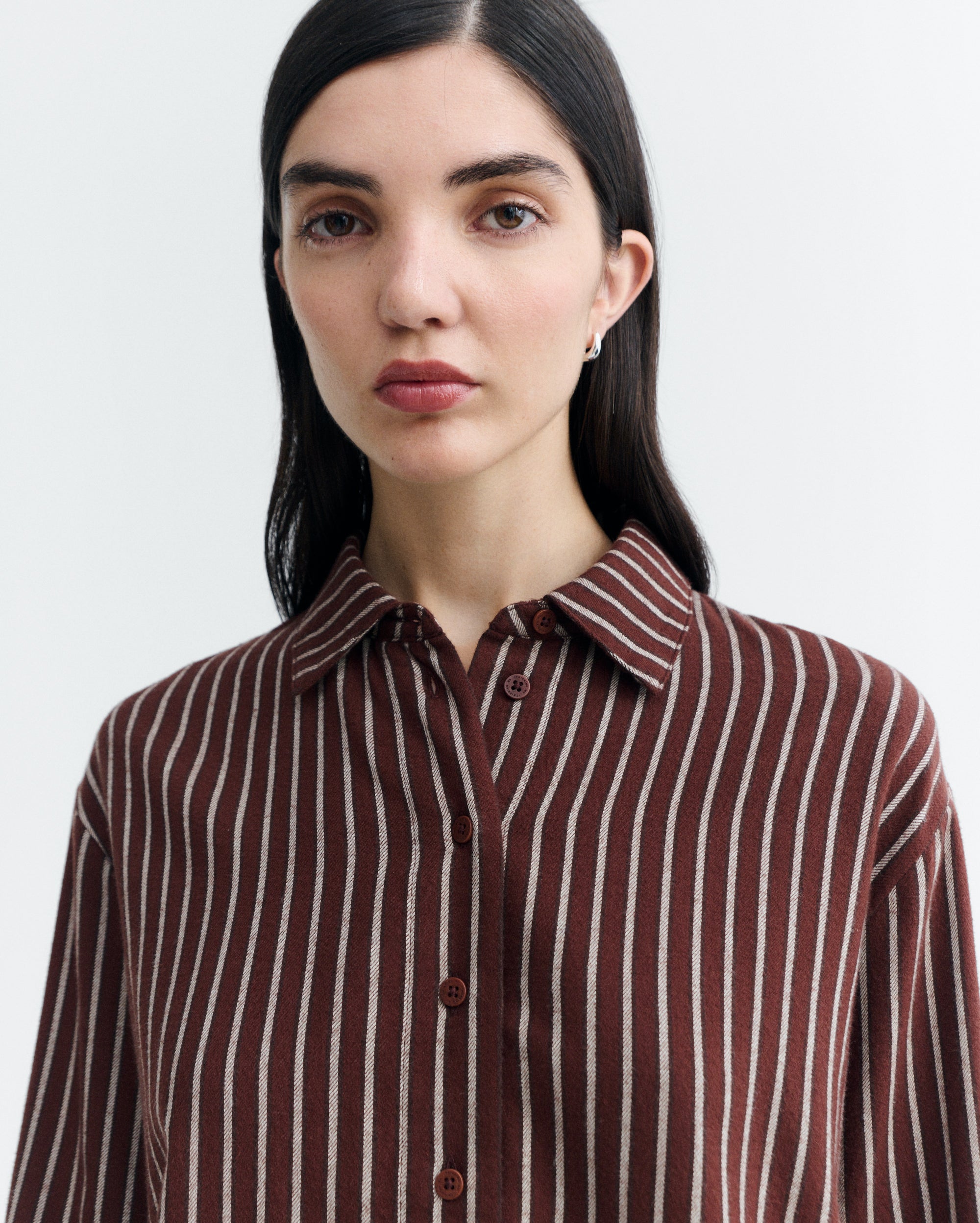 Thinking MU womens vegan Shirt Manuela O Hara Striped Brown