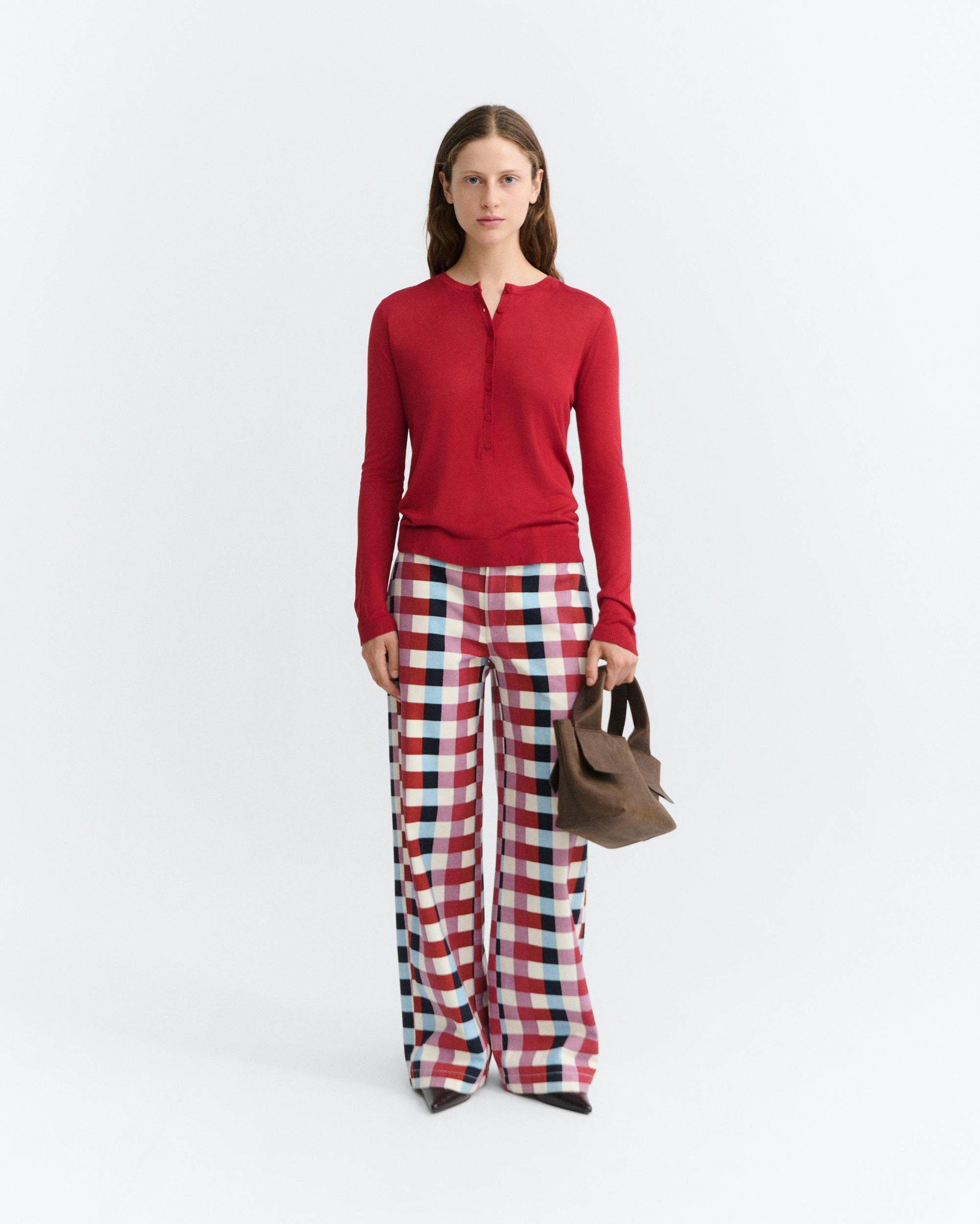 Thinking MU womens vegan Pants Serena Cheshire Straight Leg Checks
