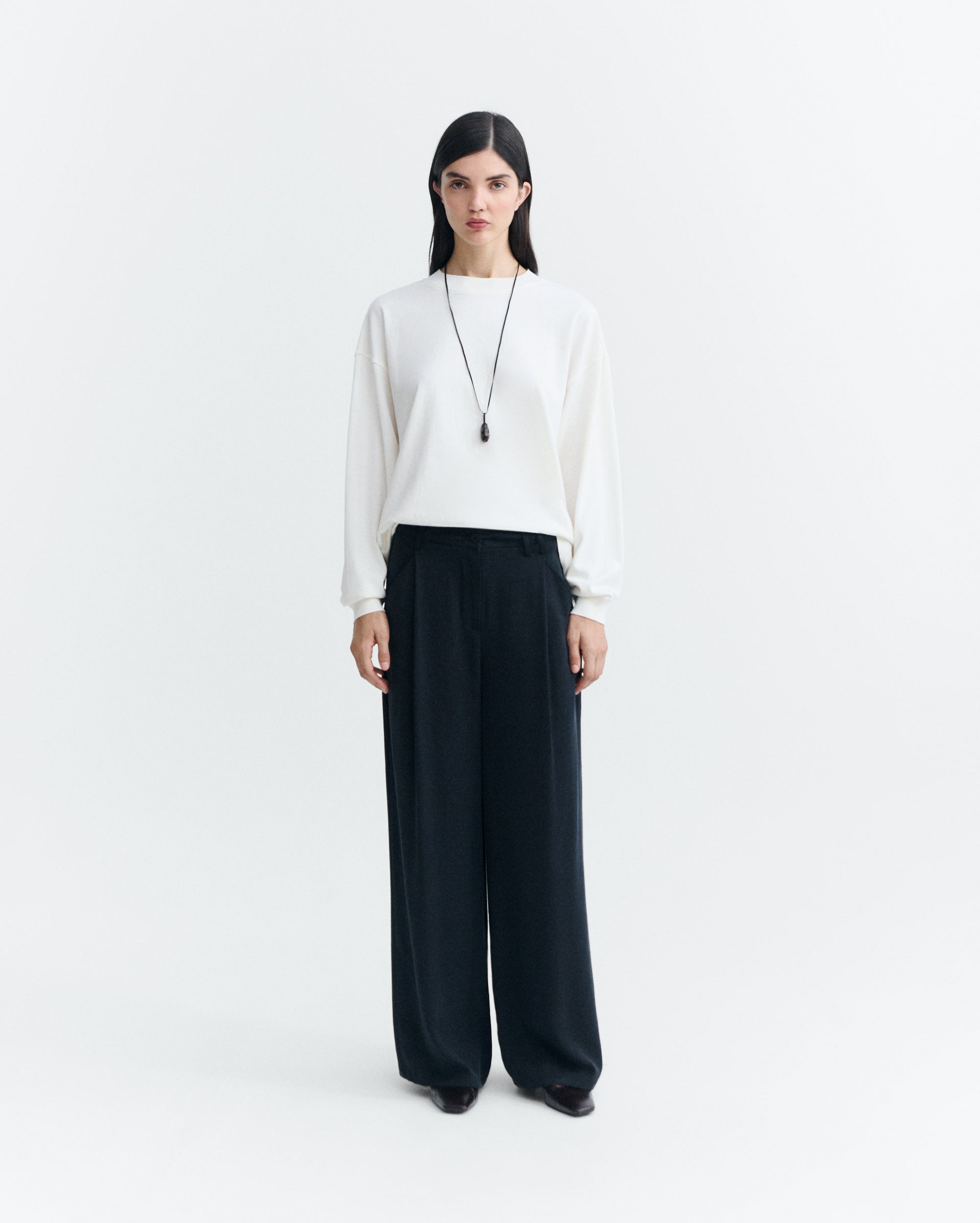 Thinking MU womens vegan Pants Molly Wide Leg Pleated Black