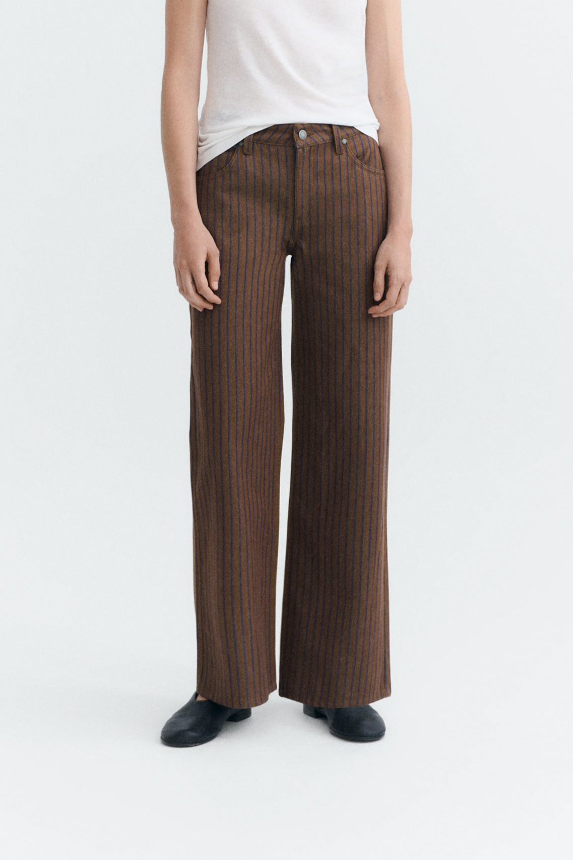 Thinking mu Damen vegan Hose Kettan Niedrige Leibh&Atilde;&para;he Gestreift Braun Naturgef&Atilde;&curren;rbt