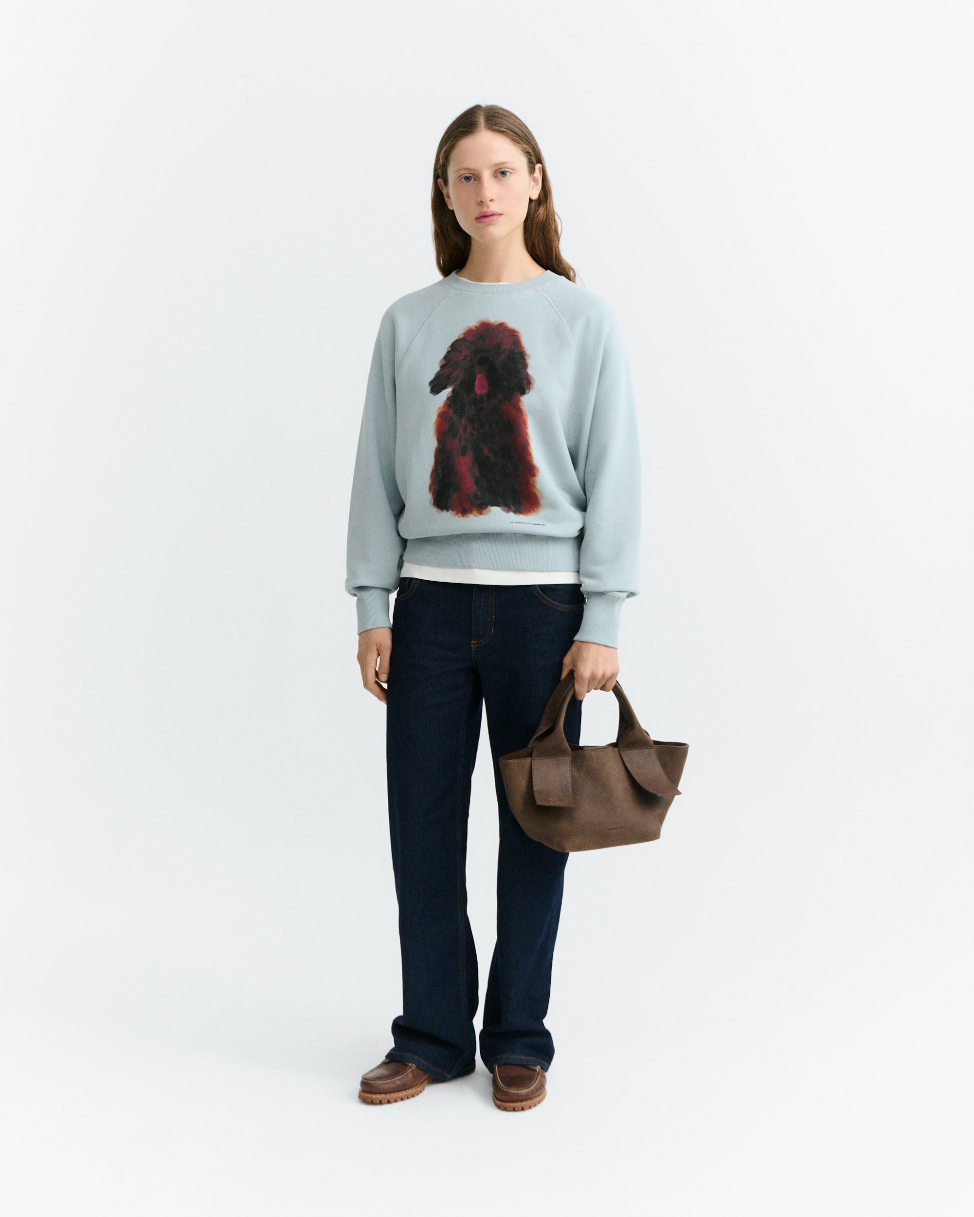 Thinking MU womens vegan Sweatshirt Bonnie Pet Portrait Light Blue