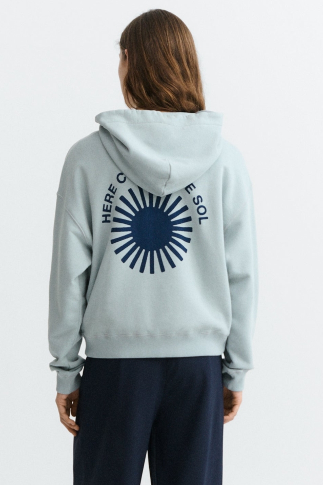 Thinking mu Damen vegan Hoodie Mit Sonnenmotiv Auf Dem R&Atilde;&frac14;cken &acirc;&zcaron;valeria&acirc;œ, Blau