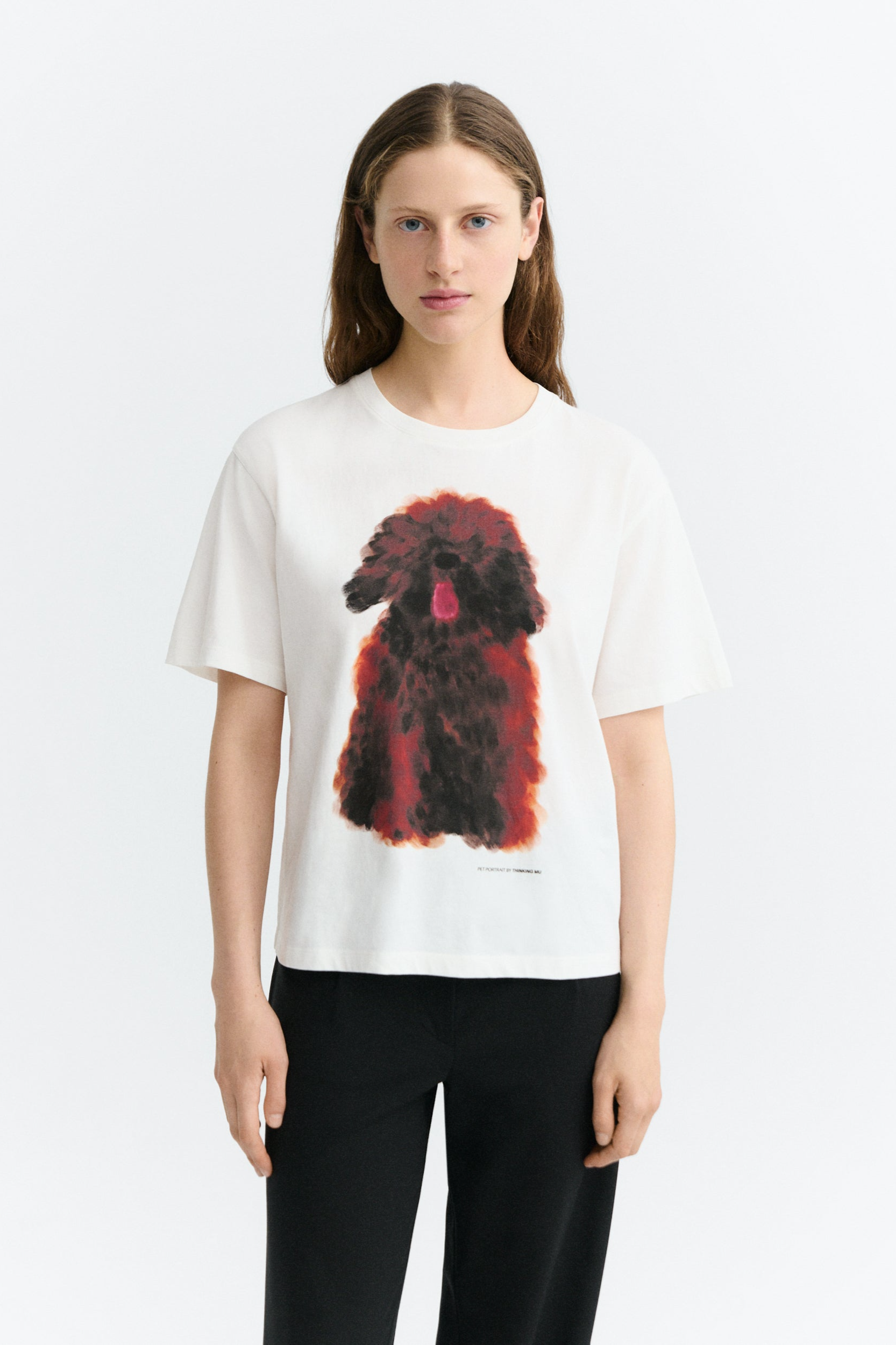 Thinking mu Damen vegan T-Shirt Lucia Haustierportr&Atilde;&curren;t Wei&Atilde;Ÿ