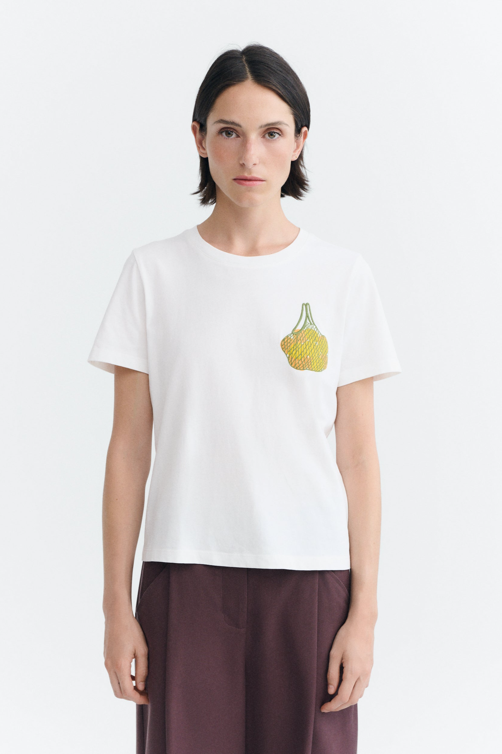 Thinking mu Damen vegan T-Shirt Mit Limes-Stickerei Ida Wei&Atilde;Ÿ
