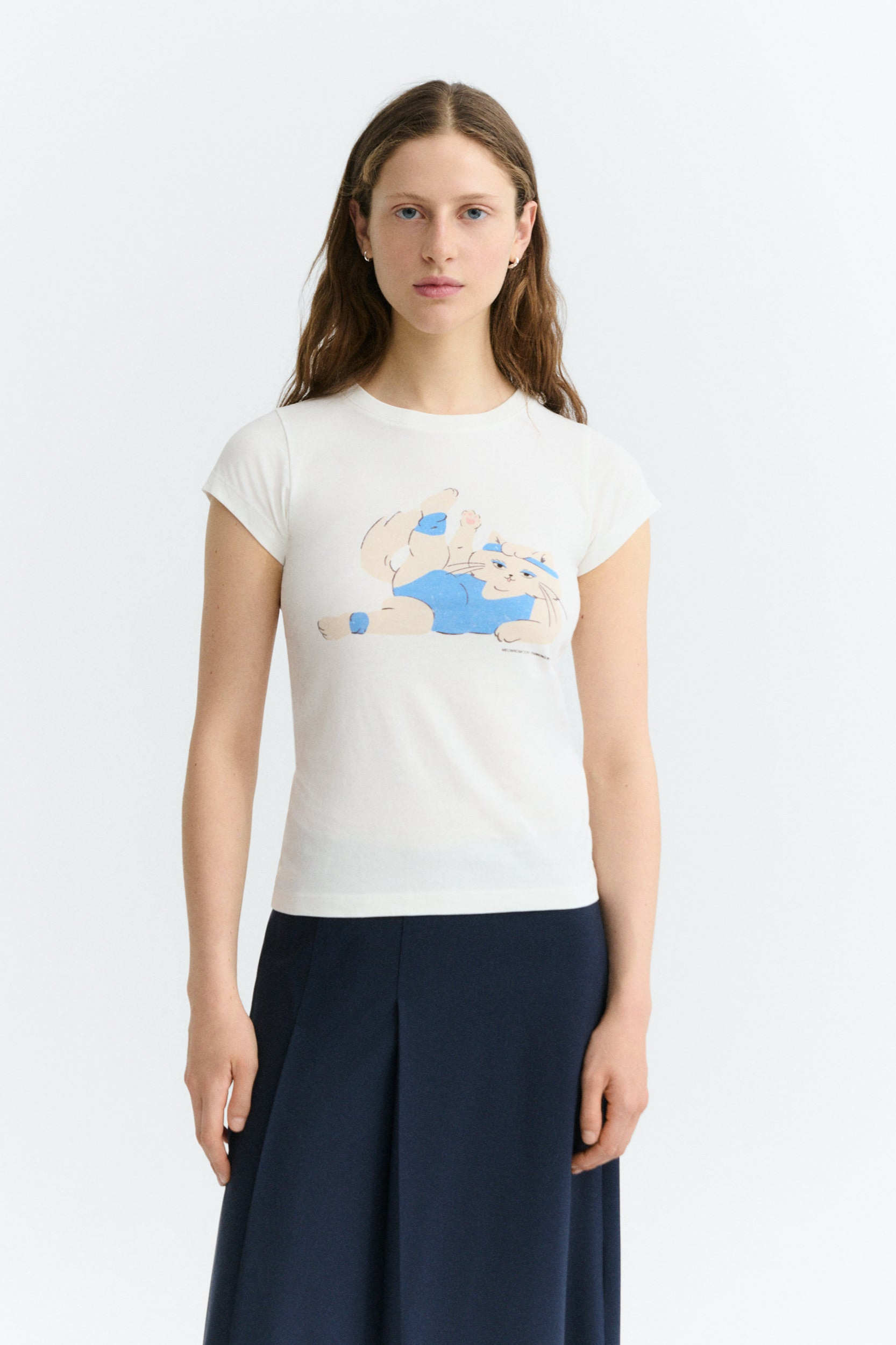 Thinking mu Damen vegan T-Shirt Mirna Slim Fit Meowrobics Wei&Atilde;Ÿ