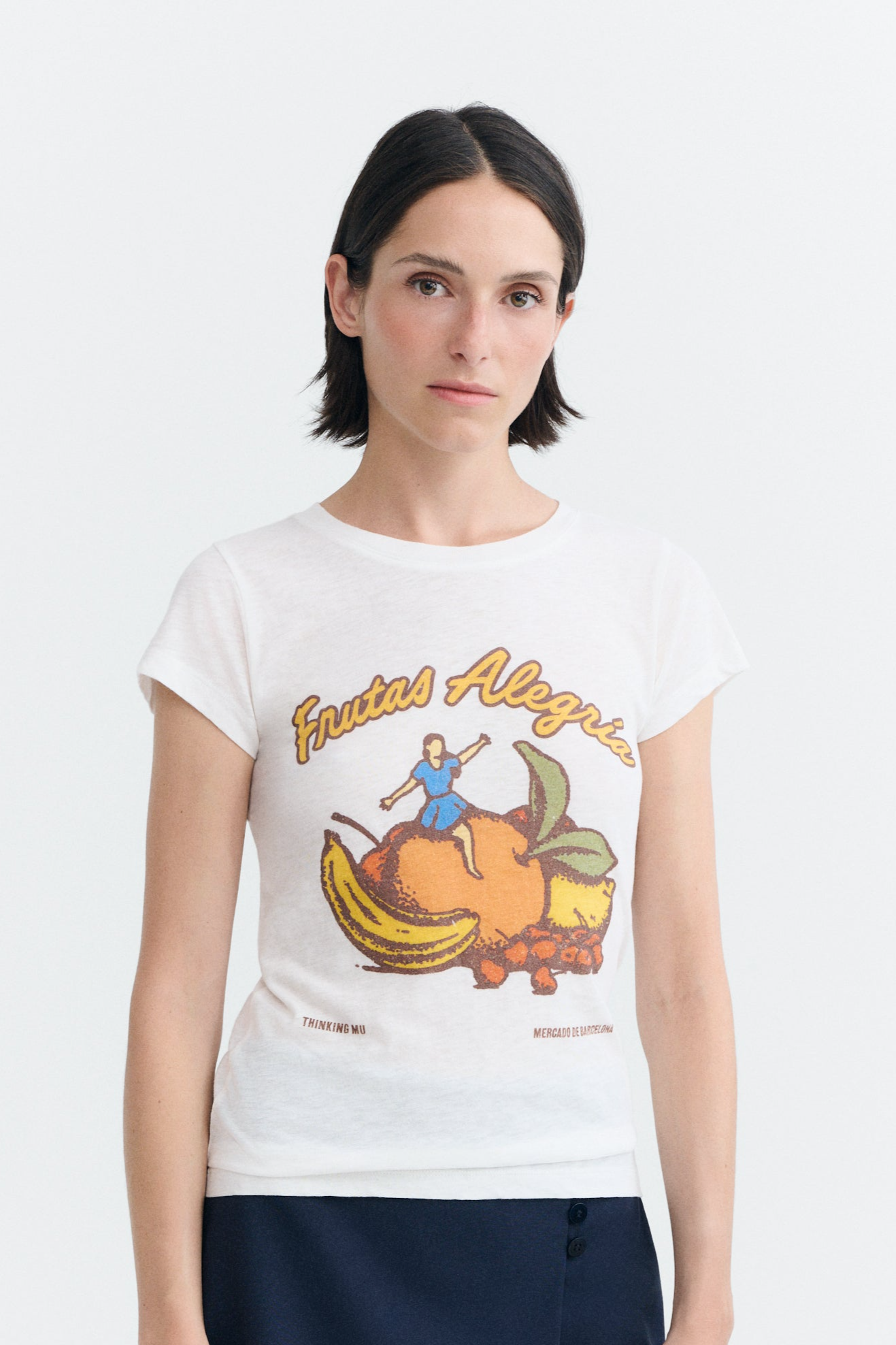 Thinking mu Damen vegan T-Shirt Mirna Slim Fit Fr&Atilde;&frac14;chte Wei&Atilde;Ÿ