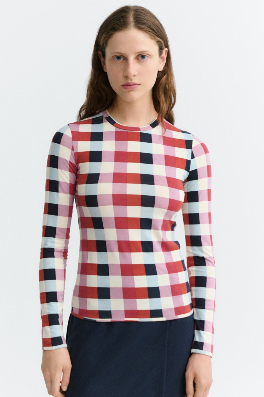 Thinking mu Damen vegan Top Cheshire Breeze Check Red