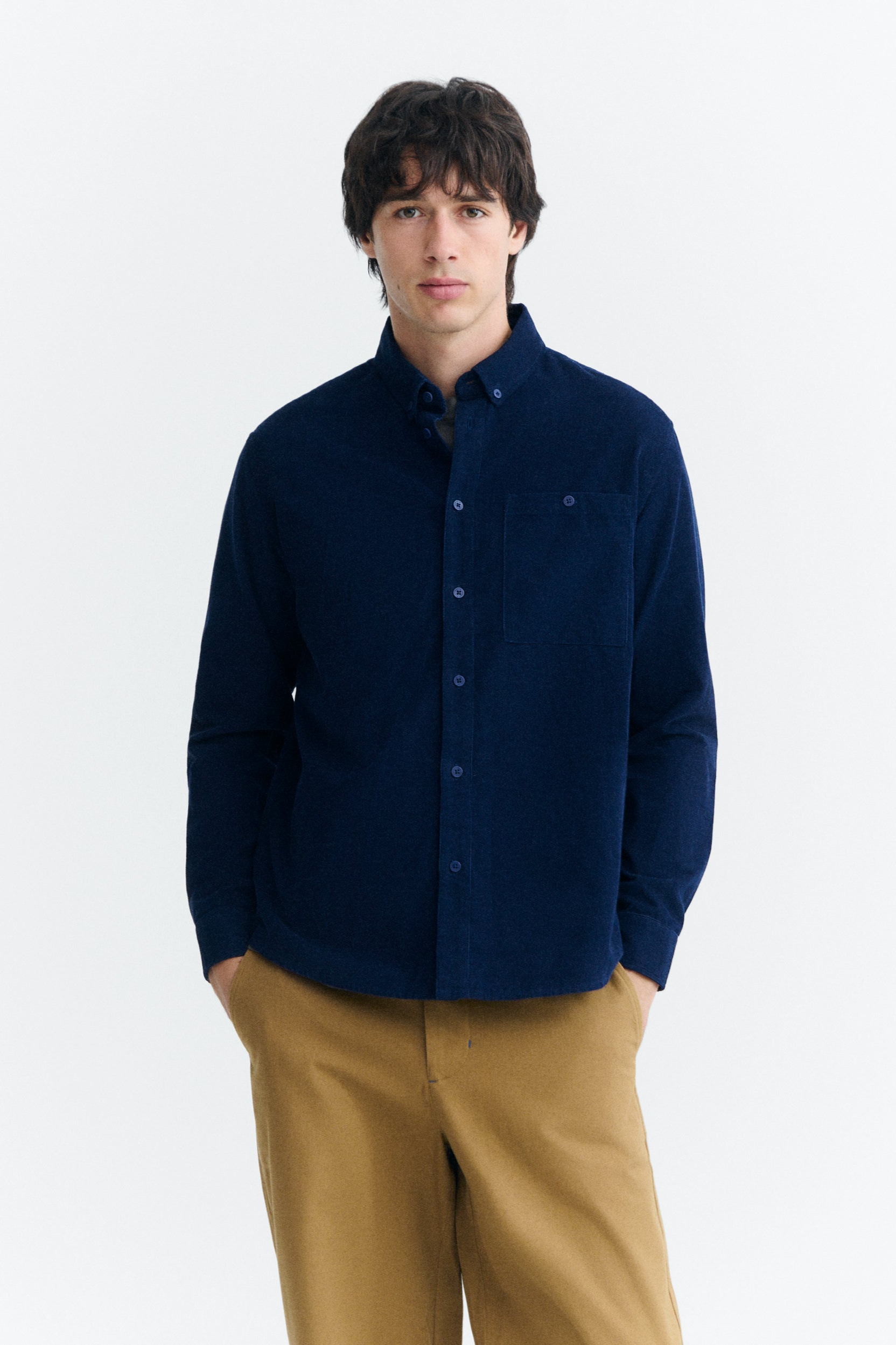 Thinking mu Herren vegan Hemd Anto Aus Mikro Cord Blue Night