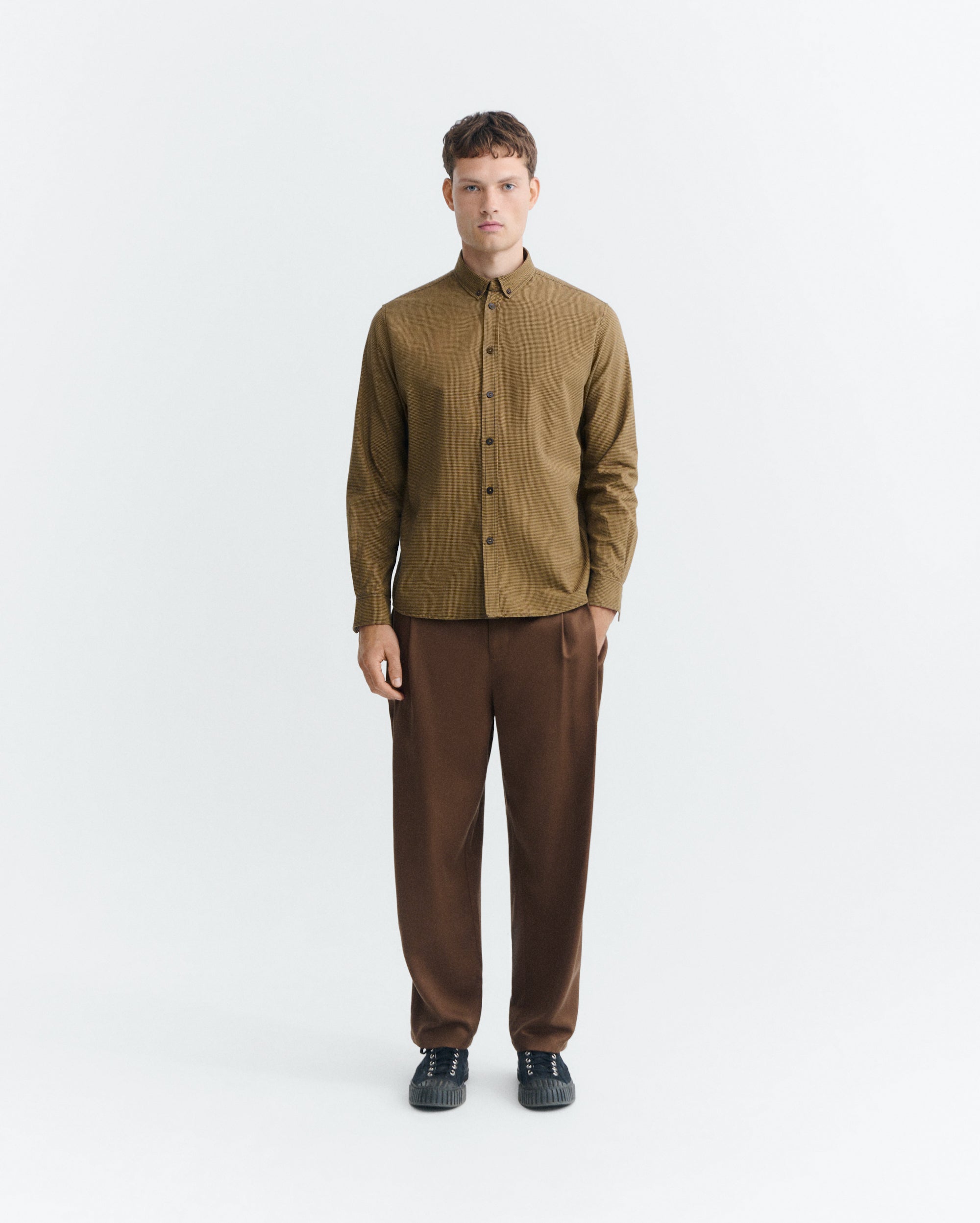 Thinking MU men vegan Shirt Ant Plaid Camel