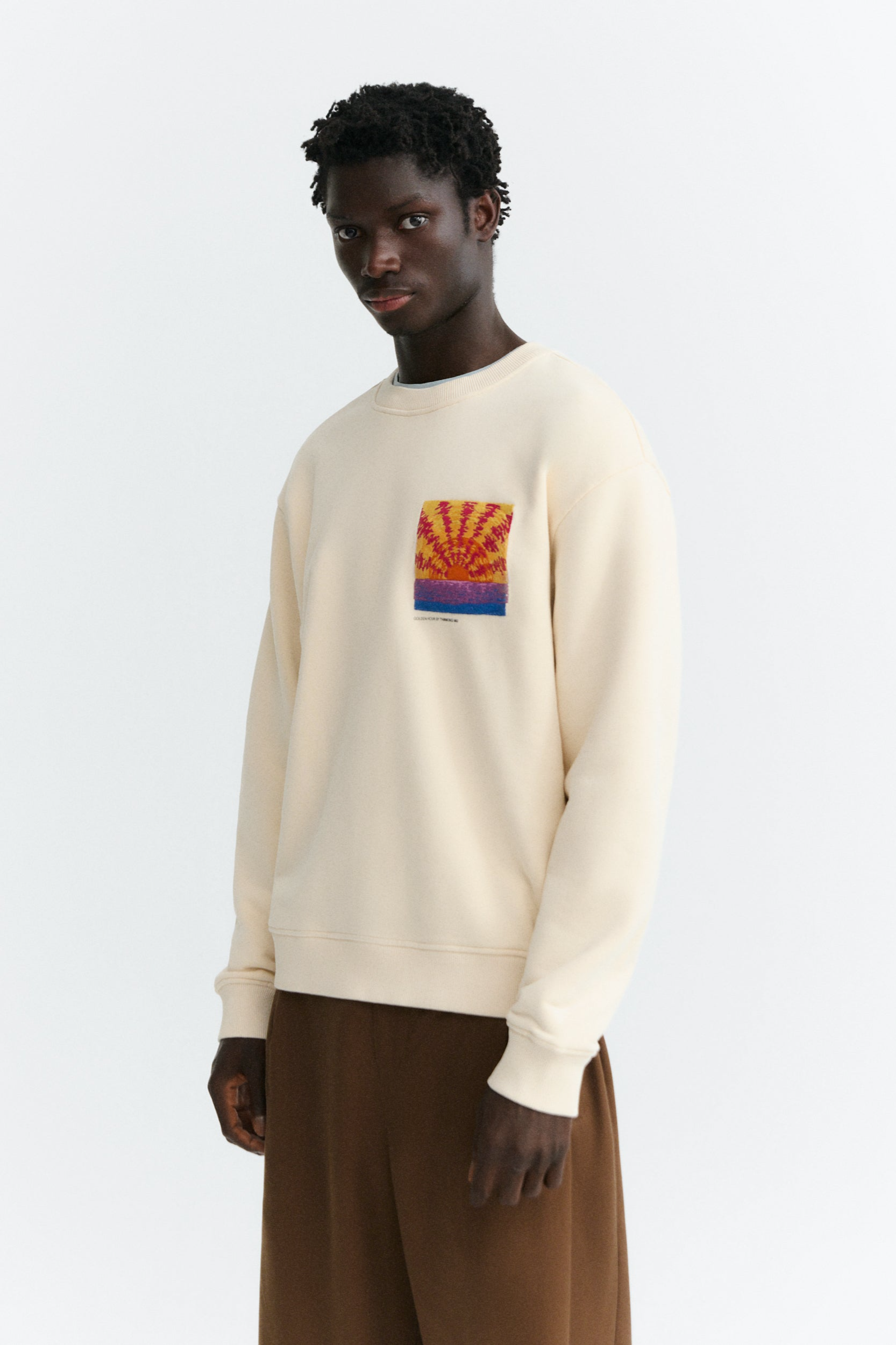 Thinking MU men vegan Sweatshirt Blaze Leon Ecru