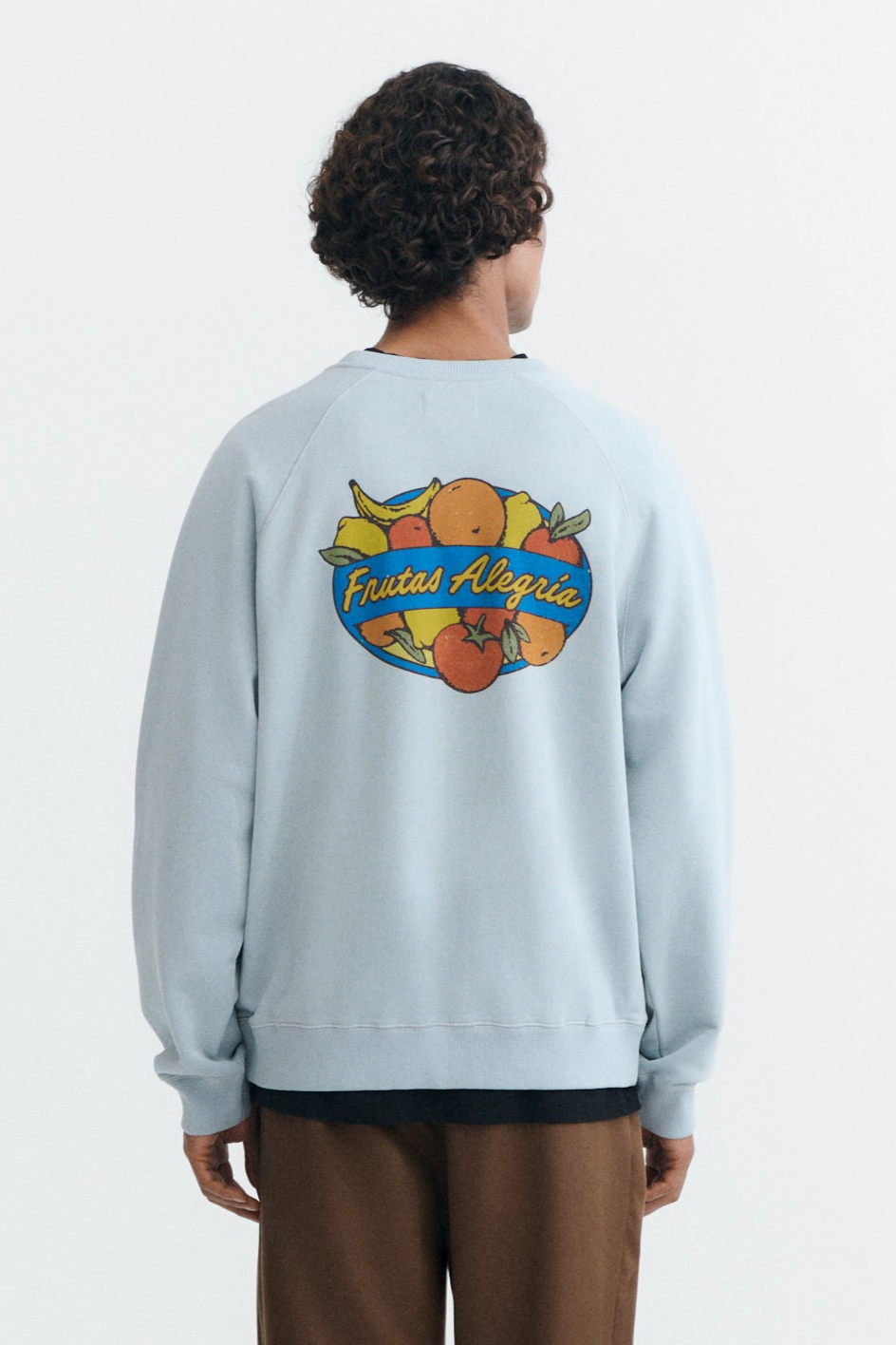 Thinking mu Herren vegan Pepe-Sweatshirt Mit Fruchtmotiv Hellblau