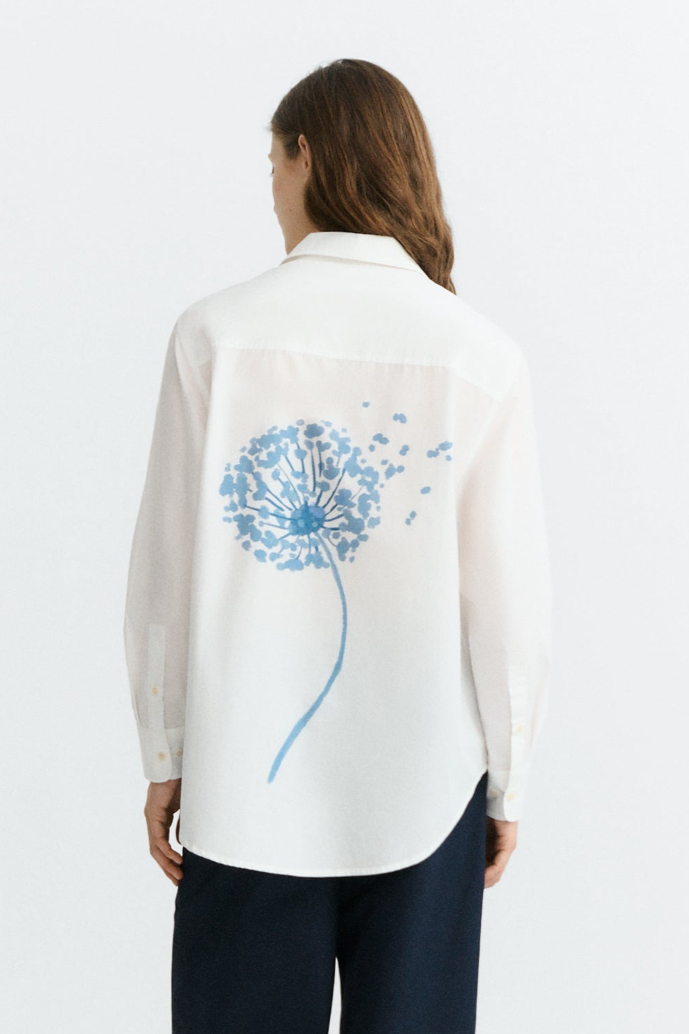 Thinking MU womens vegan Blouse Ovesize Dandelion Odie White