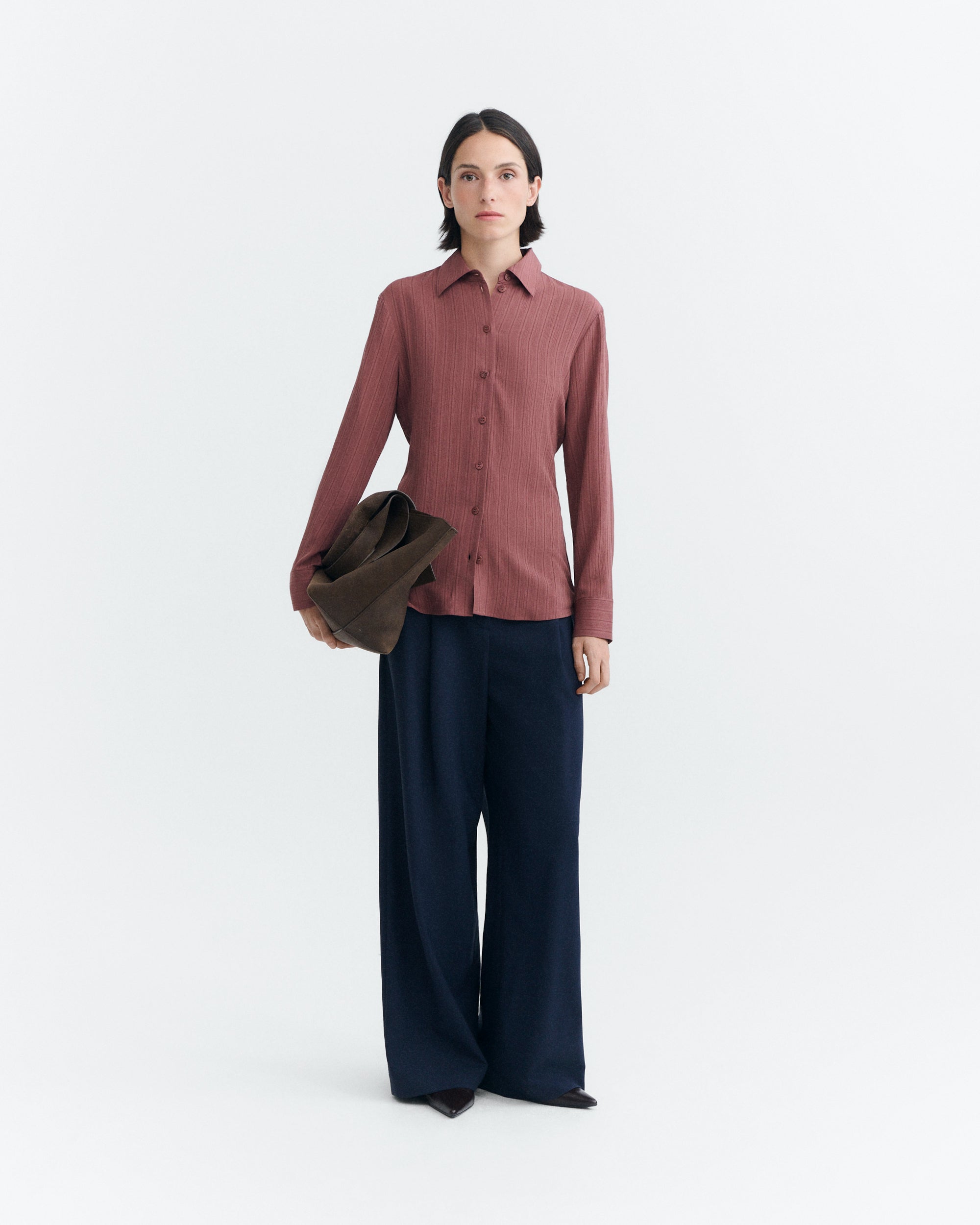 Thinking MU womens vegan Blouse Katha Fitted Burgundy