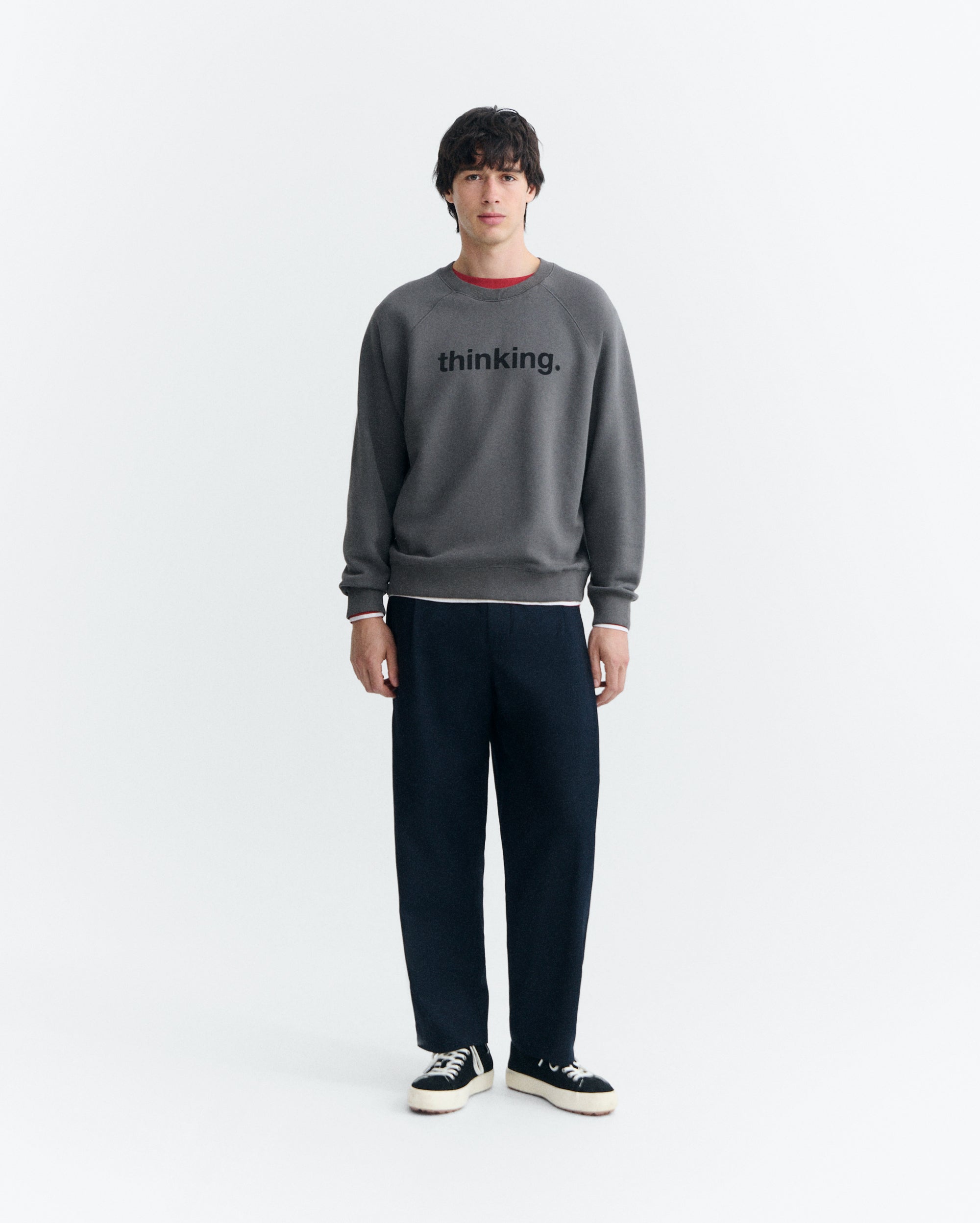 Thinking MU men vegan Sweatshirt Thinking Pepe Grey