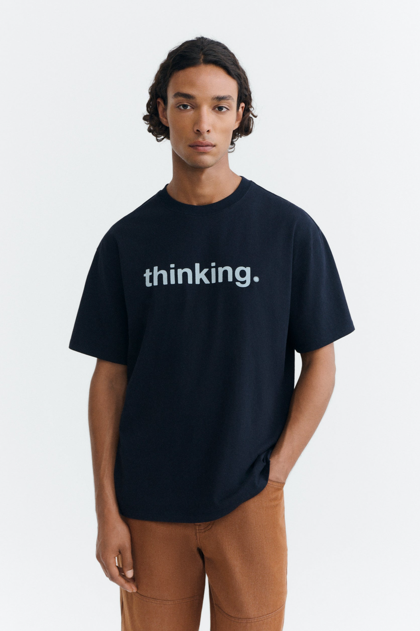 Thinking mu Herren vegan T-Shirt Thinking Aaron In Marineblau