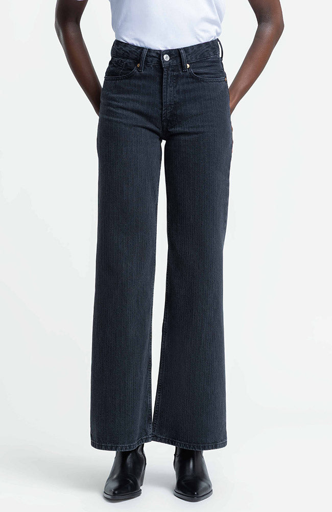 womens vegan Jeans Jane Stripe Washed Black
