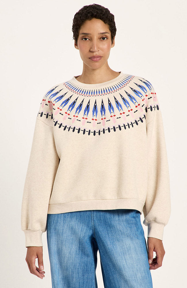 Lanius womens vegan Sweatshirt Statement Creme Multi