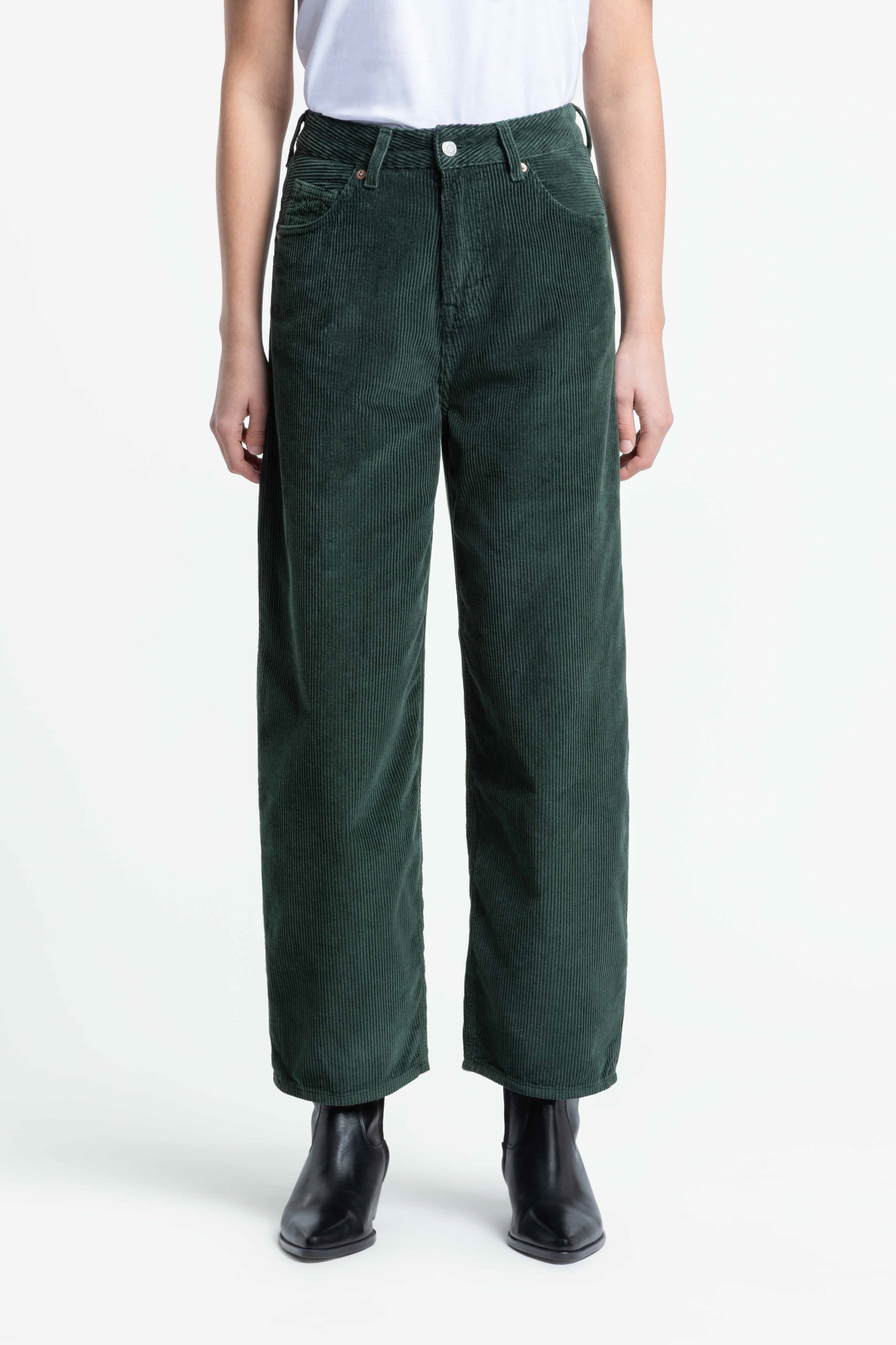Kings of Indigo Damen vegan Hose Leila Cord DunkelgrÃ¼n