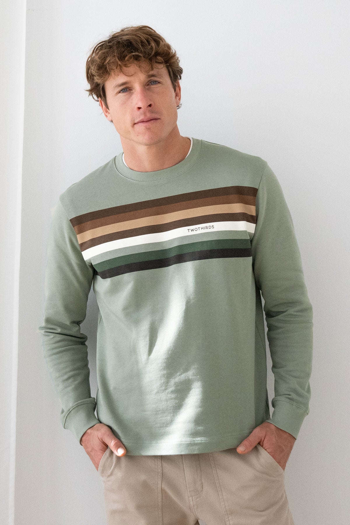 TWOTHIRDS Herren vegan Sweatshirt Mouli Hellgr&Atilde;&frac14;n