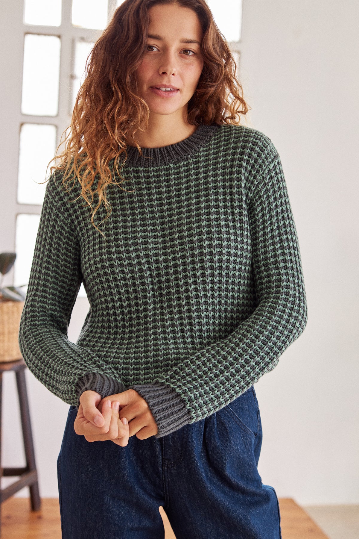 TWOTHIRDS Damen vegan Pullover Katiu Bicolour Deep Lake