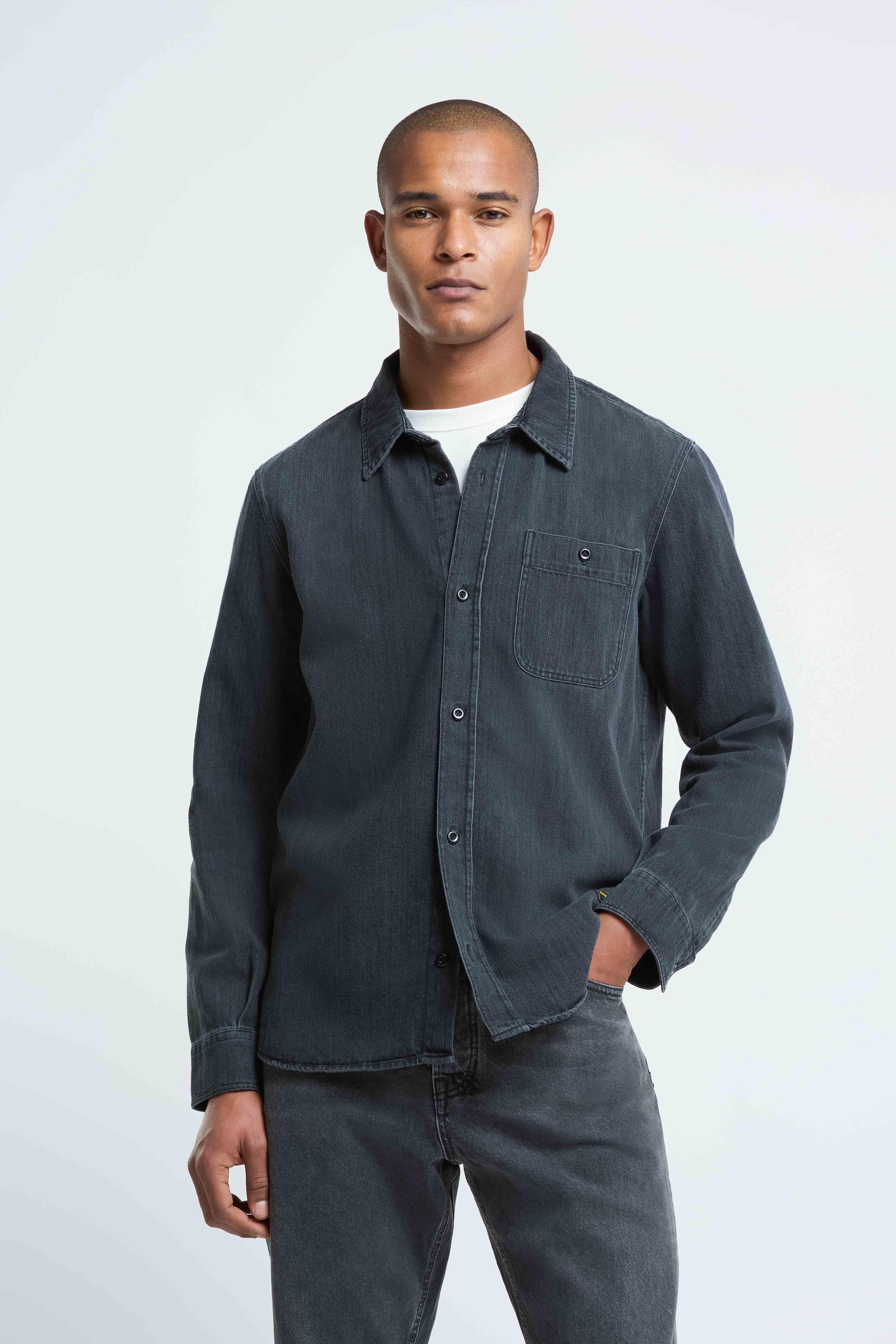 Kings of Indigo men vegan Overshirt Juntoku Quercus Dark Grey