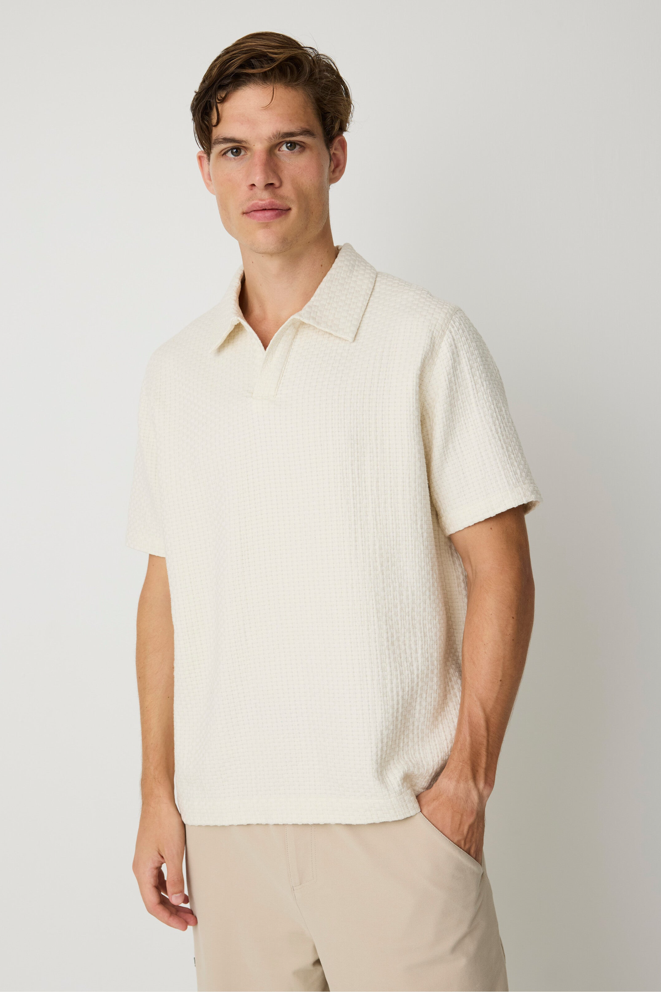 KnowledgeCotton Apparel men vegan Polo Structure Egret