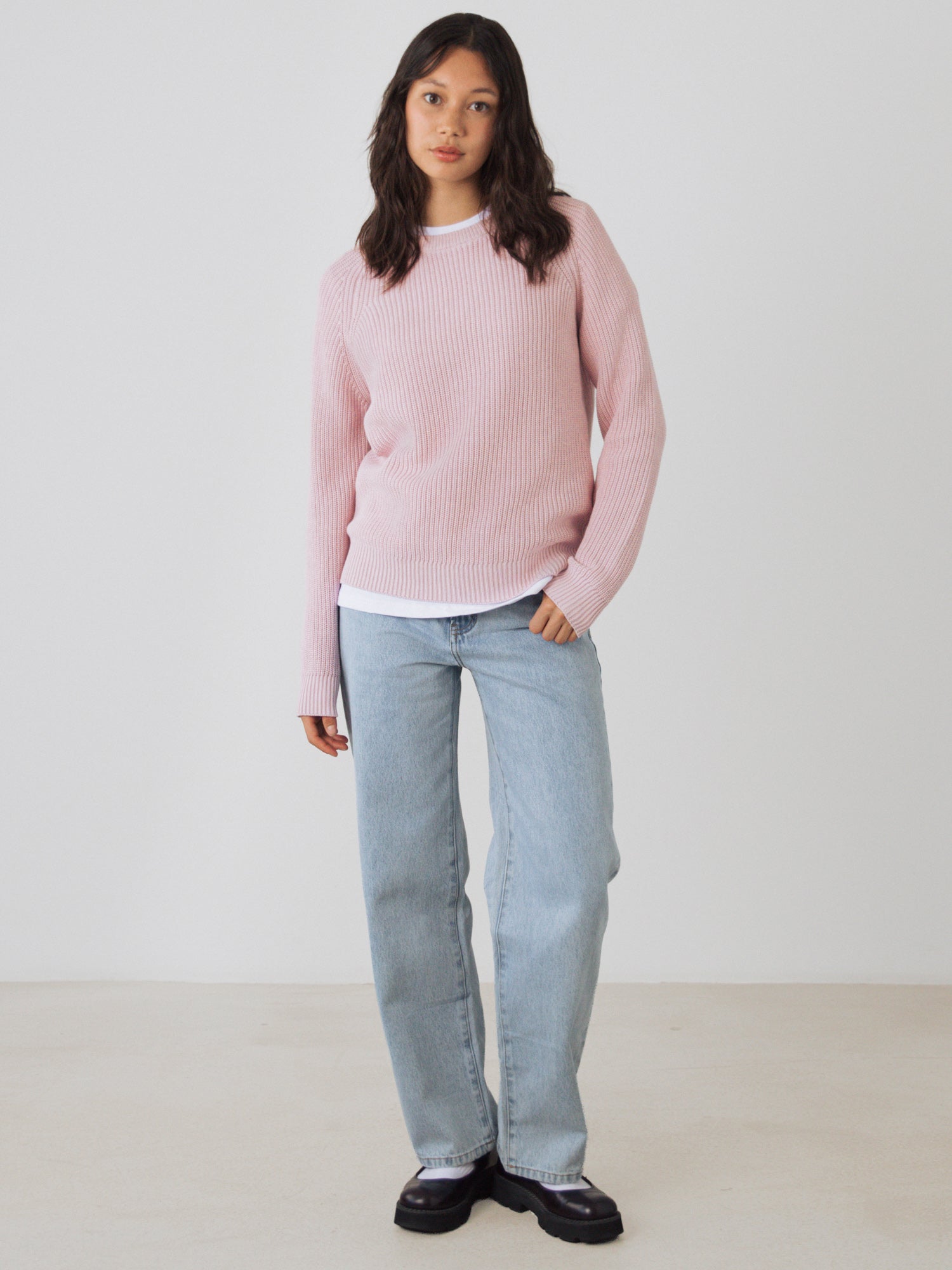 Honest Basics womens vegan Jumper Heavy Knit Peony
